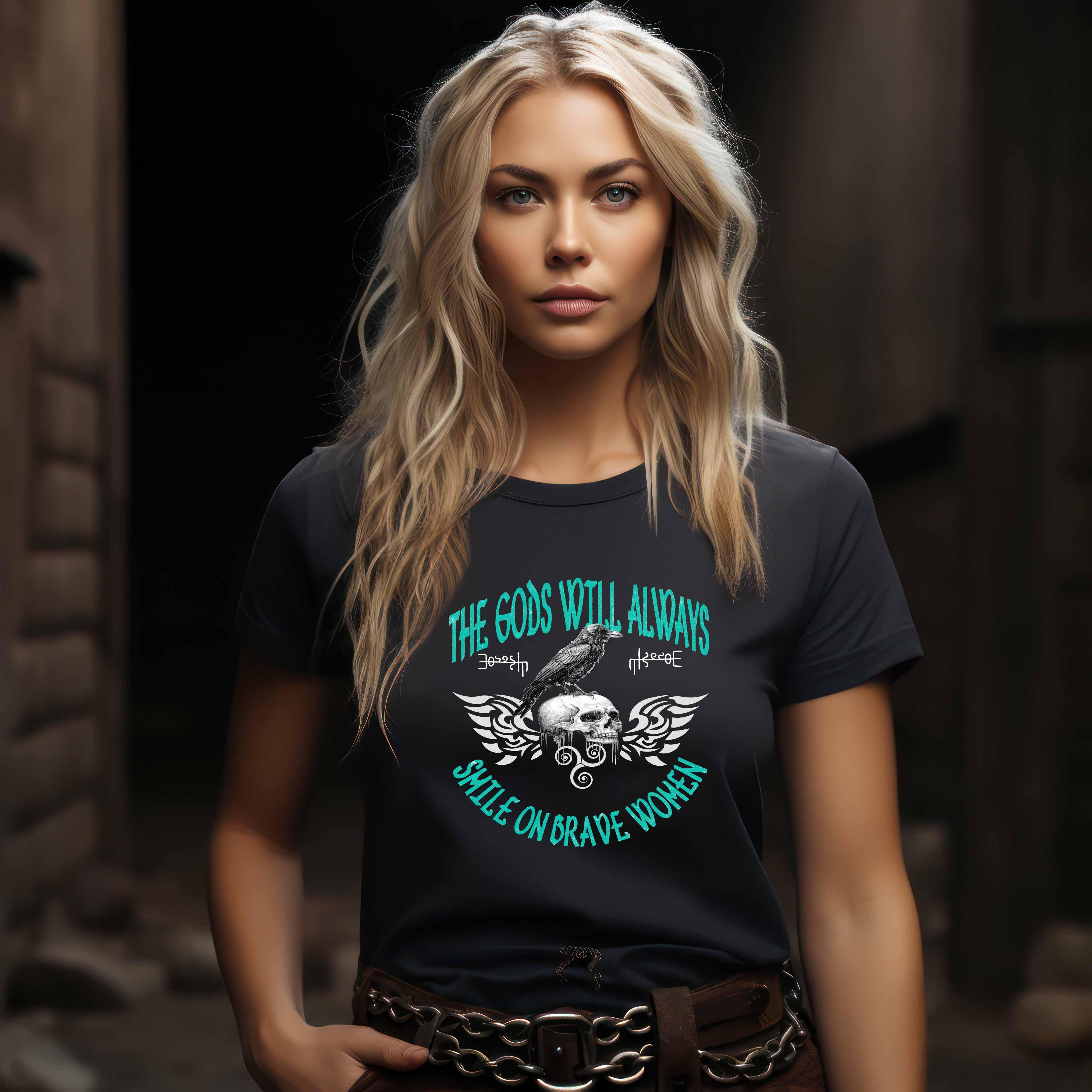 Schildmaiden Damen Premium T-Shirt "The Gods Will Always Smile On Brave Women"