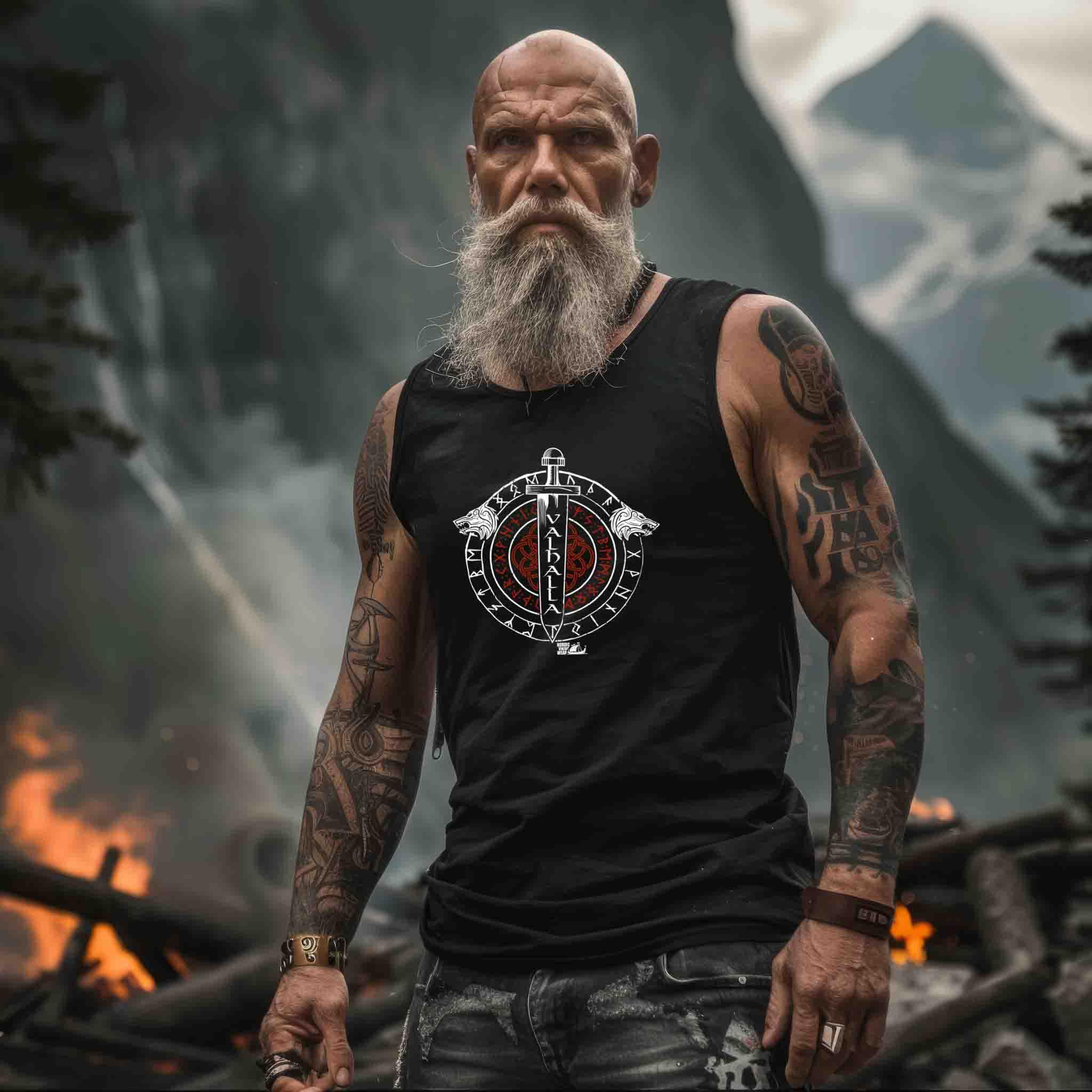 Wikinger Tanktop – VALHALLA Runenkreis & Wolfswächter