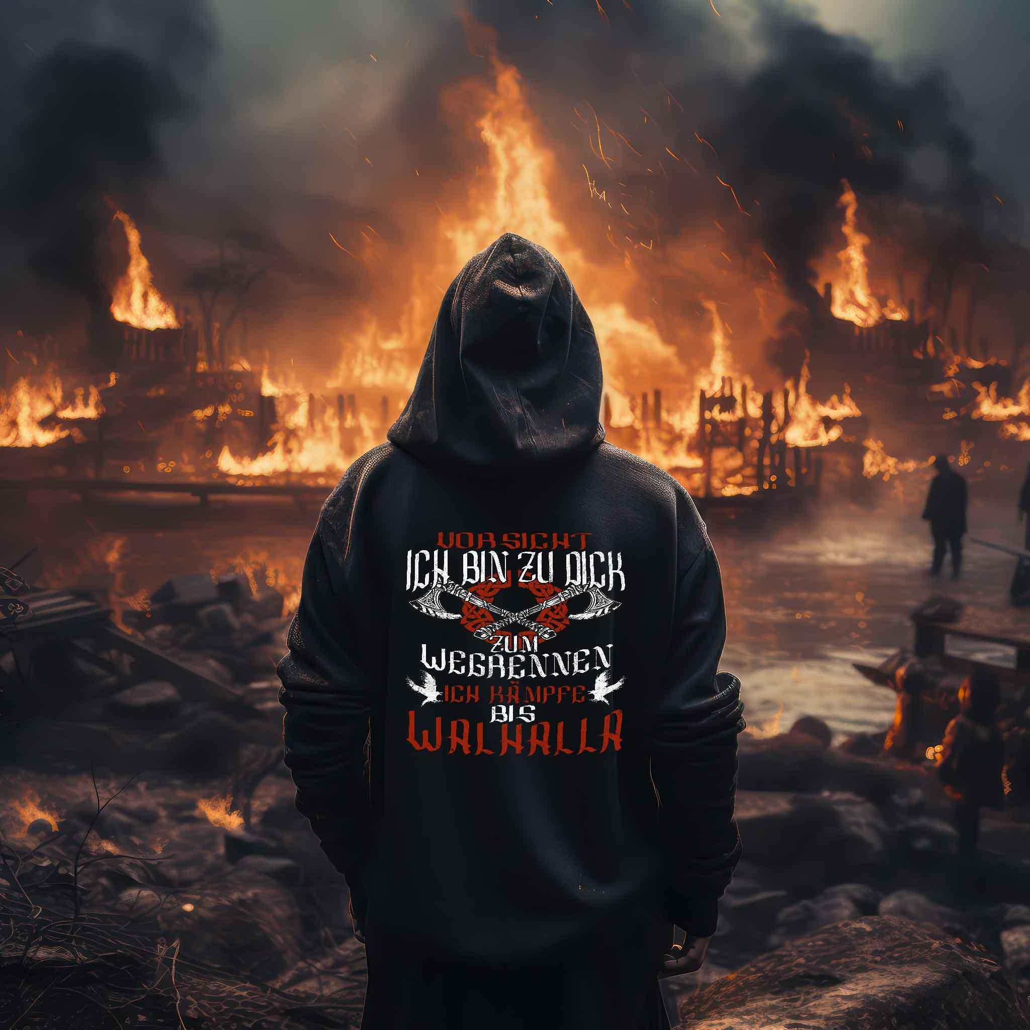 Schildmaiden-Humor Hoodie – 'Zu Dick Zum Wegrennen, Ich Kämpfe Bis Walhalla - Nordic Viking Wear