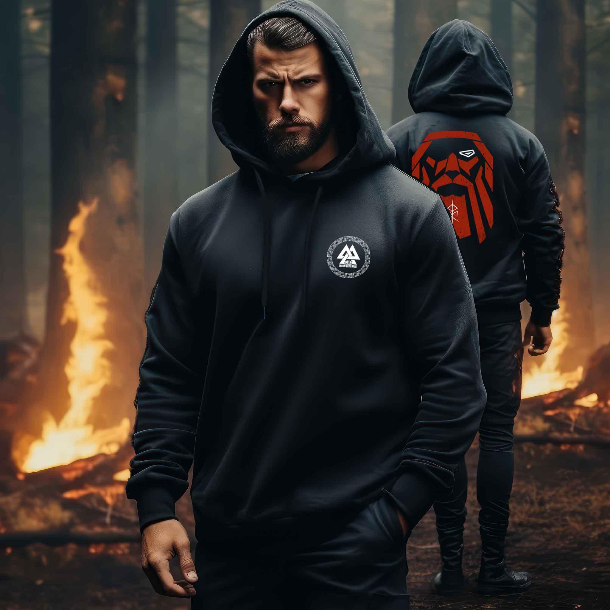 "Odin's Visage" Wikinger-Organic Zipp-Hoodie – Stolz und Macht des Allvaters - Nordic Viking Wear
