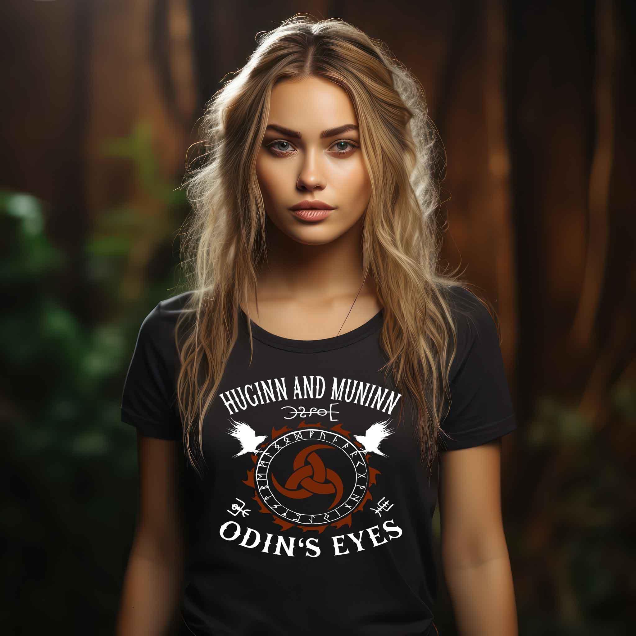 Schildmaiden Expresser Shirt „Odin's Eyes“ – Nordische Mythologie mit Raben - Nordic Viking Wear