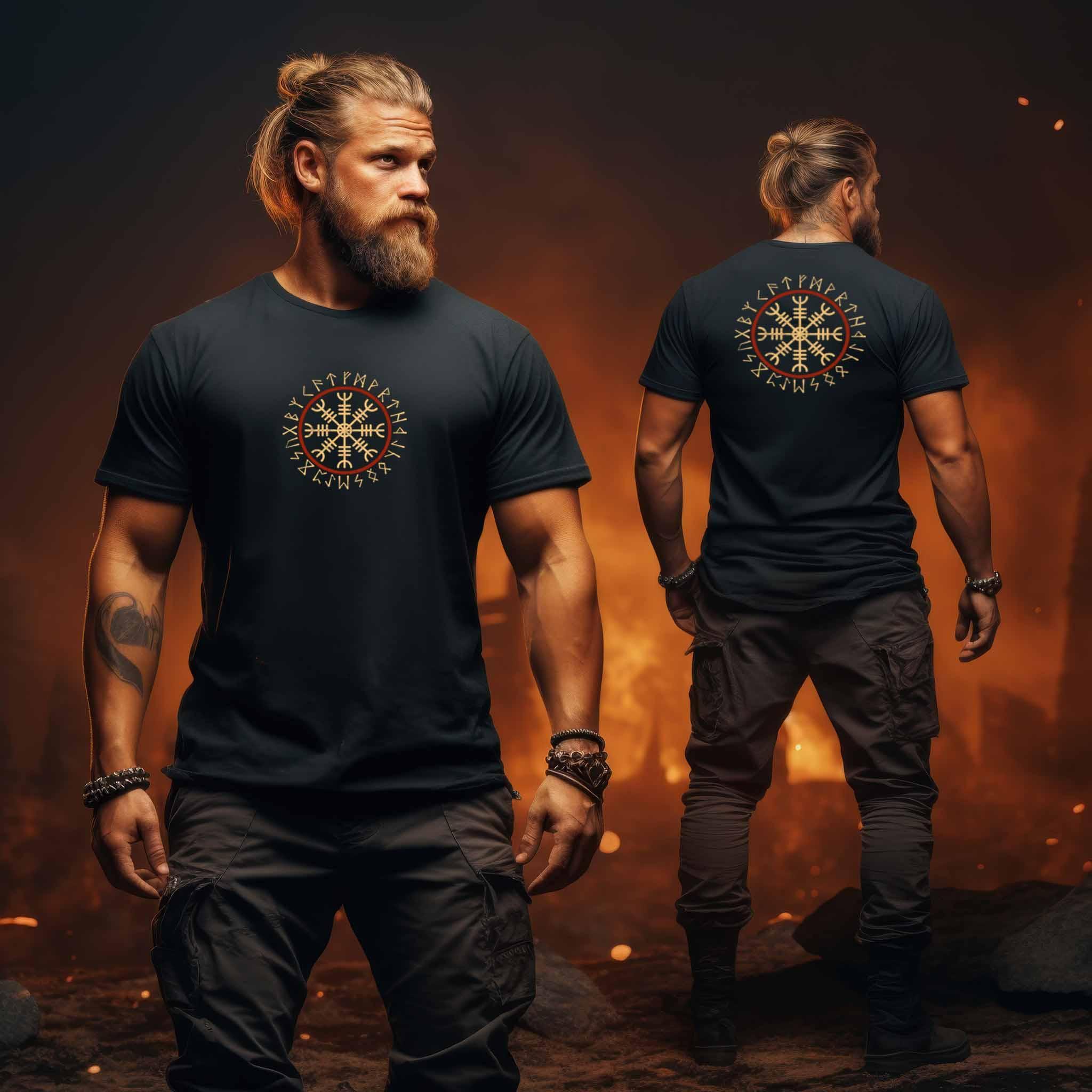 Wikinger Premiumshirt Helm Of Awe Front Back - Nordic Viking Wear