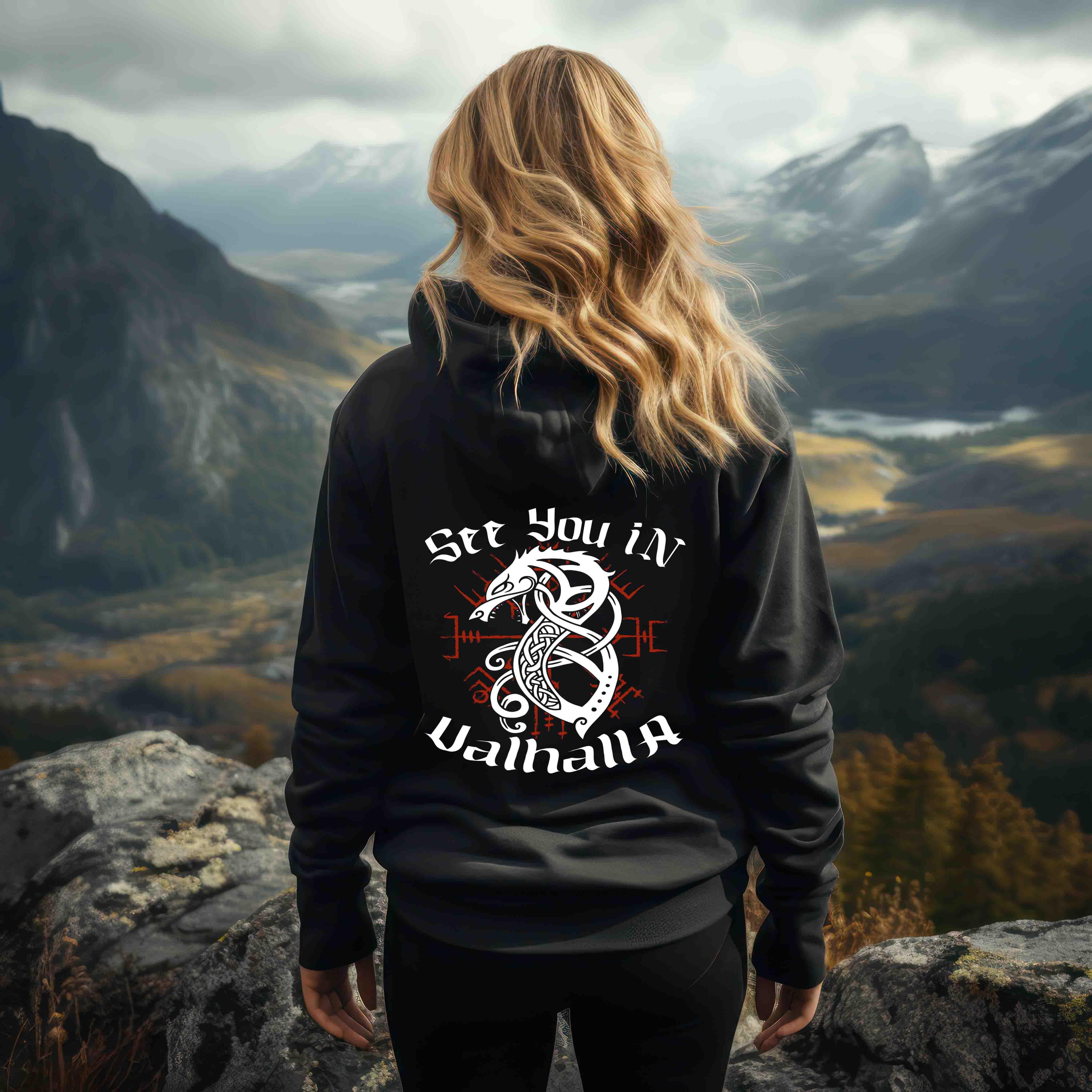 "Fenrir’s Oath" Schildmaiden-Hoodie – "See You in Valhalla" - Nordic Viking Wear