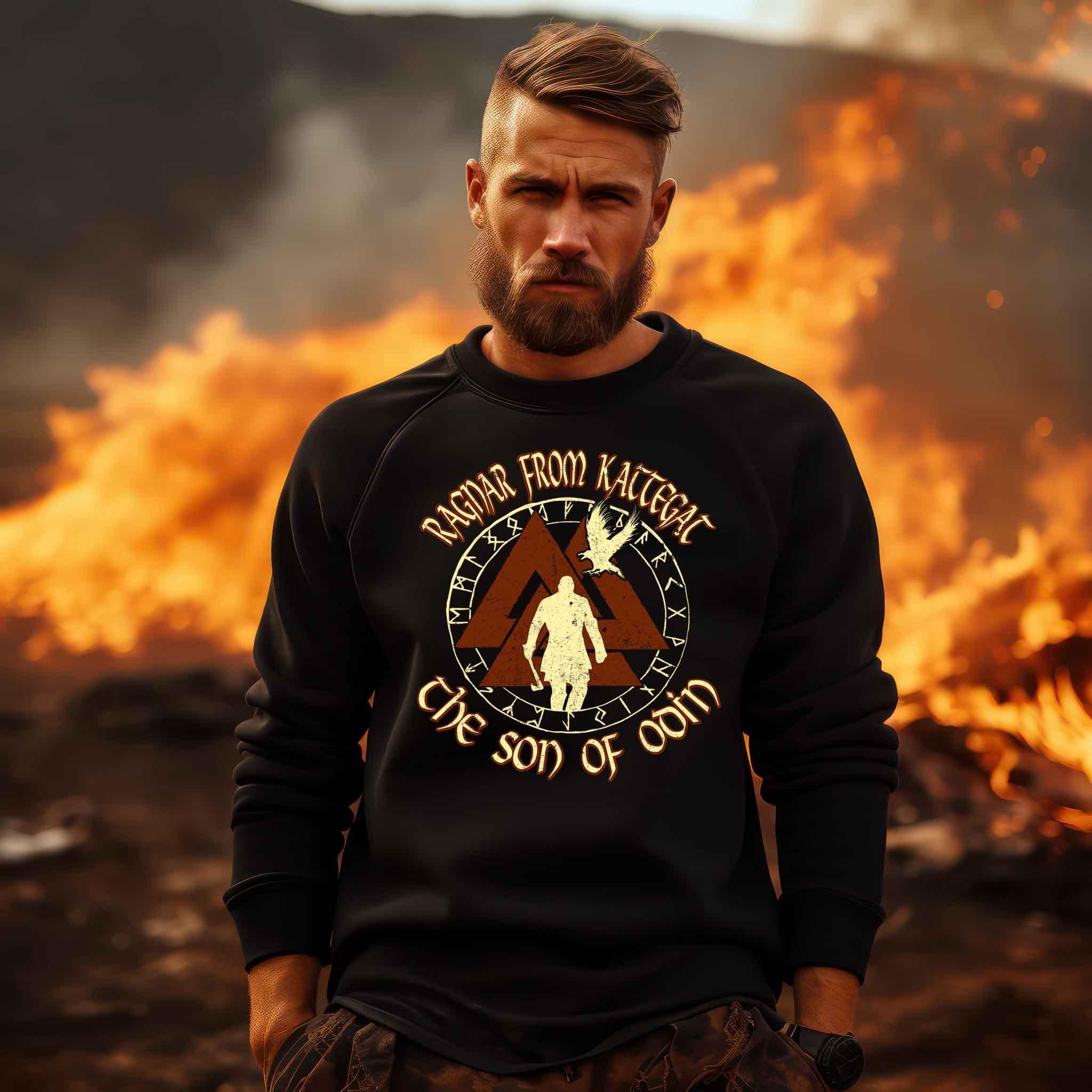 Ragnar Lothbrok Viking Sweatshirt - Nordic Mythology Warrior Tee - Odin's Son Valhalla Apparel - Nordic Viking Wear