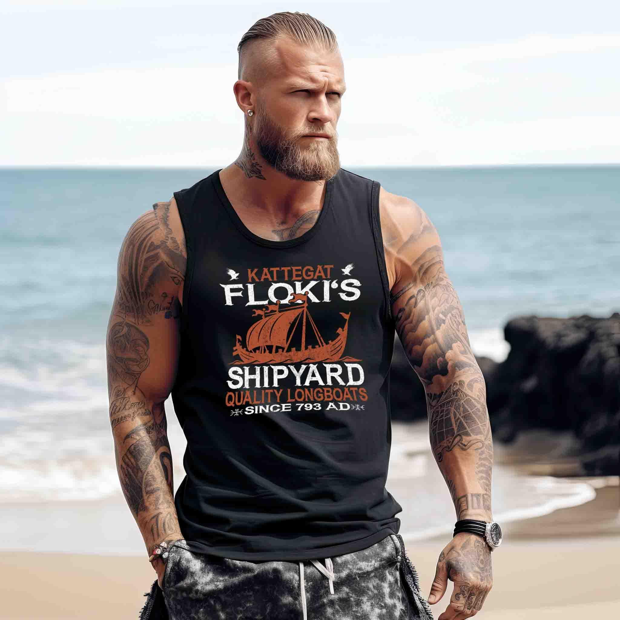 "Kattegat Floki's Shipyard" Tank Top – Ehre die Kunst des Schiffbaus - Nordic Viking Wear