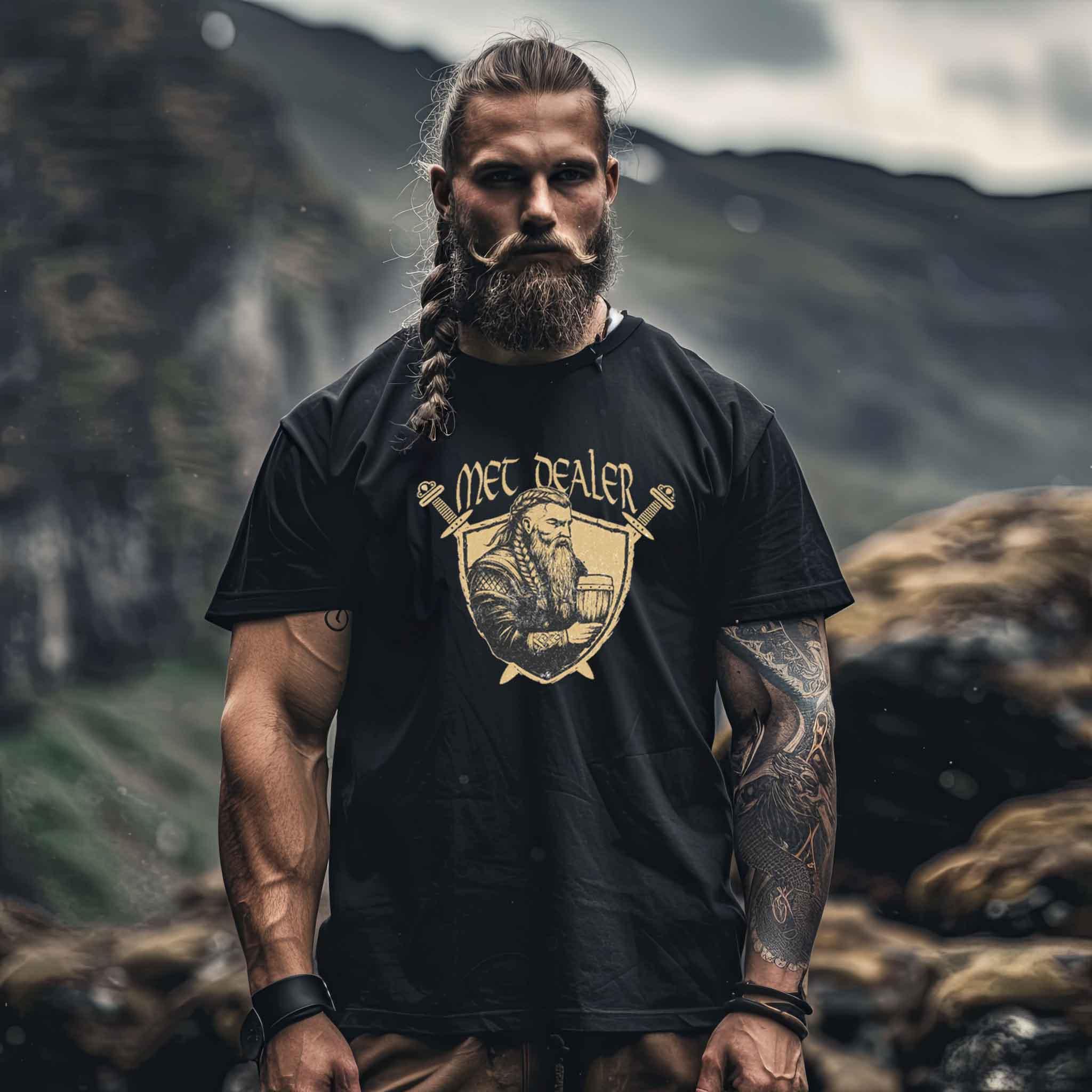 Met Dealer" Wikinger Oversized-Shirt – Für wahre Met-Liebhaber und Wikinger-Fans - Nordic Viking Wear