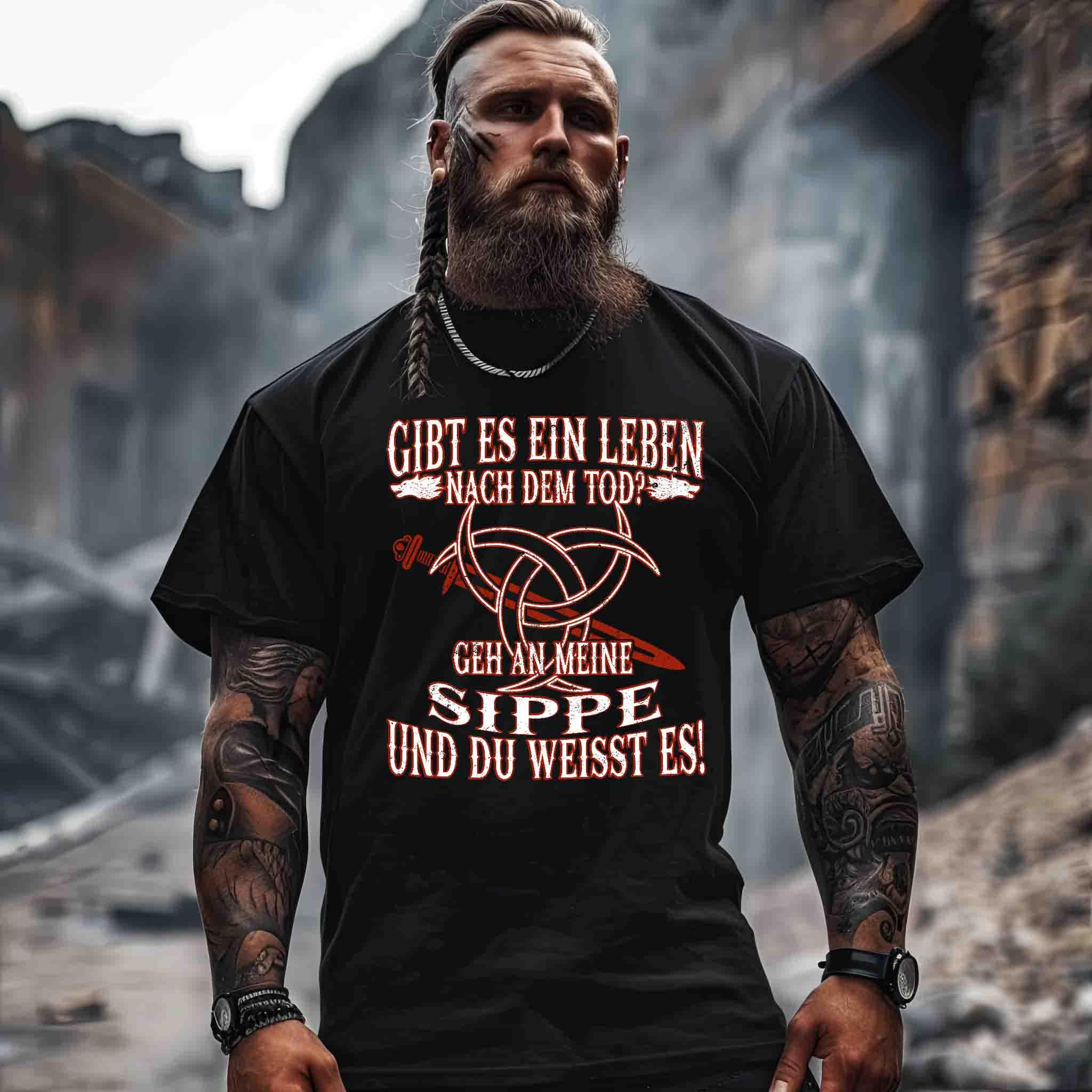 Gibt Es Ein Leben Nach Dem Tod? Geh An Meine Sippe Wikinger Heavy Oversized Shirt - Nordic Viking Wear
