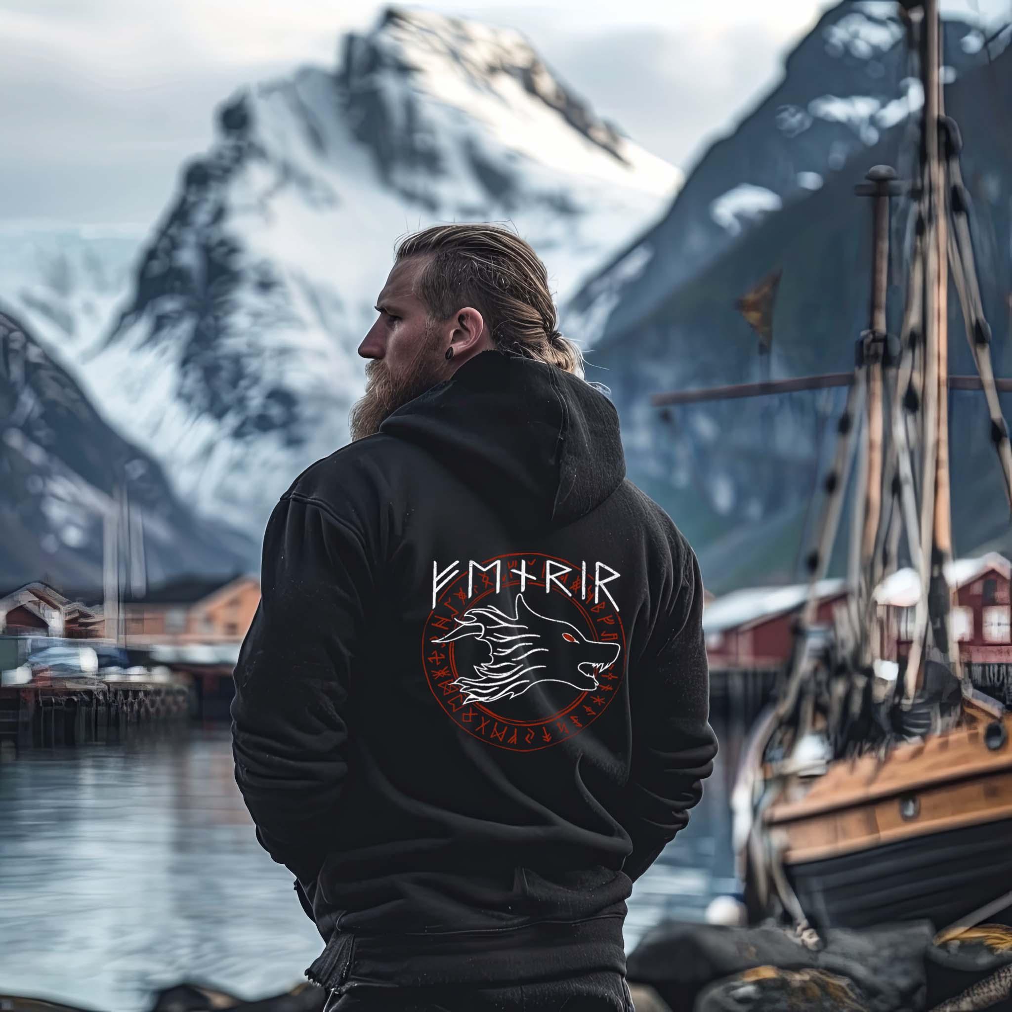 Wikinger Zipp-Hoodie Fenrir Macht und Legende vereint - Nordic Viking Wear