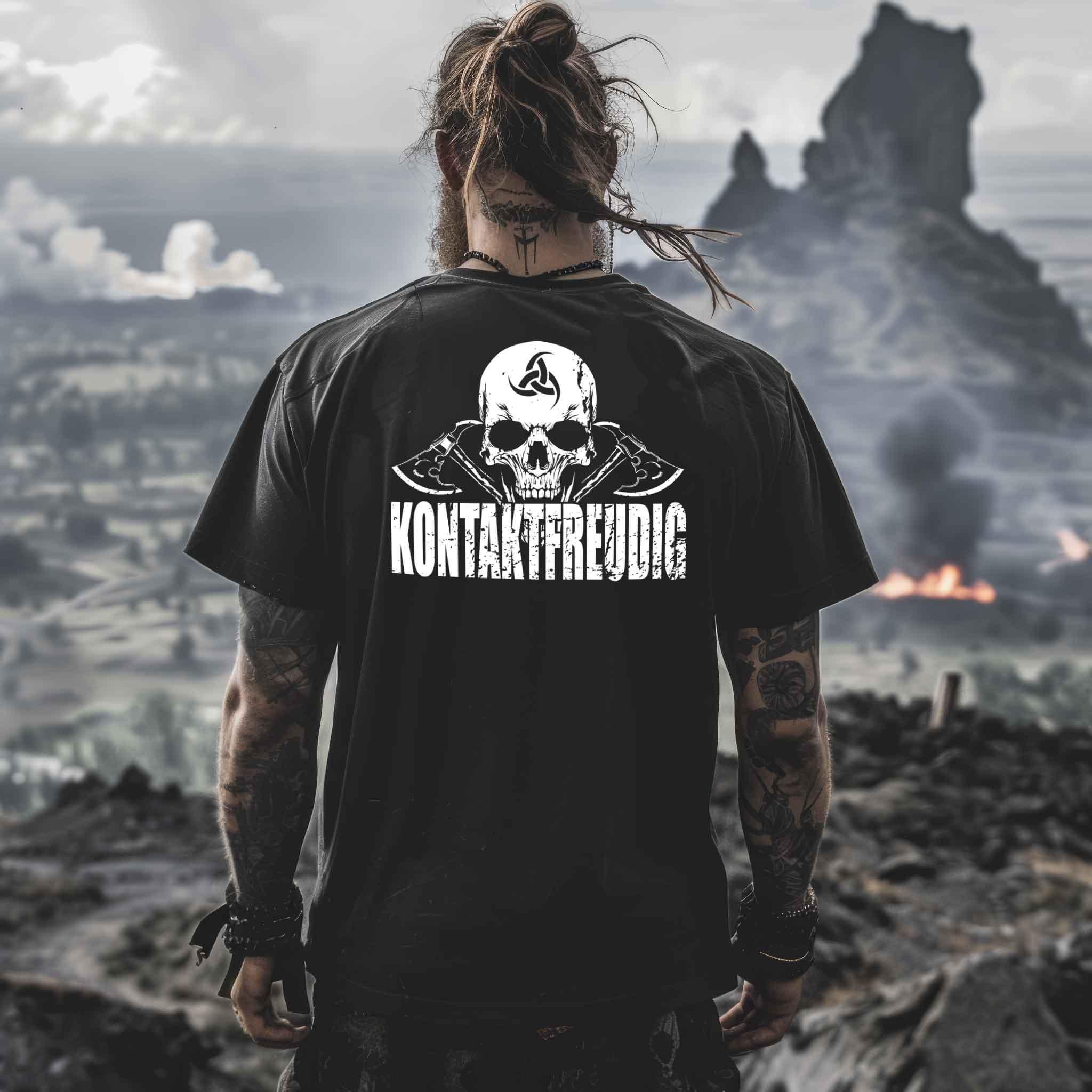 Wikinger T-Shirt 'Kontaktfreudig' – Schwarzer Humor und Stil - Nordic Viking Wear
