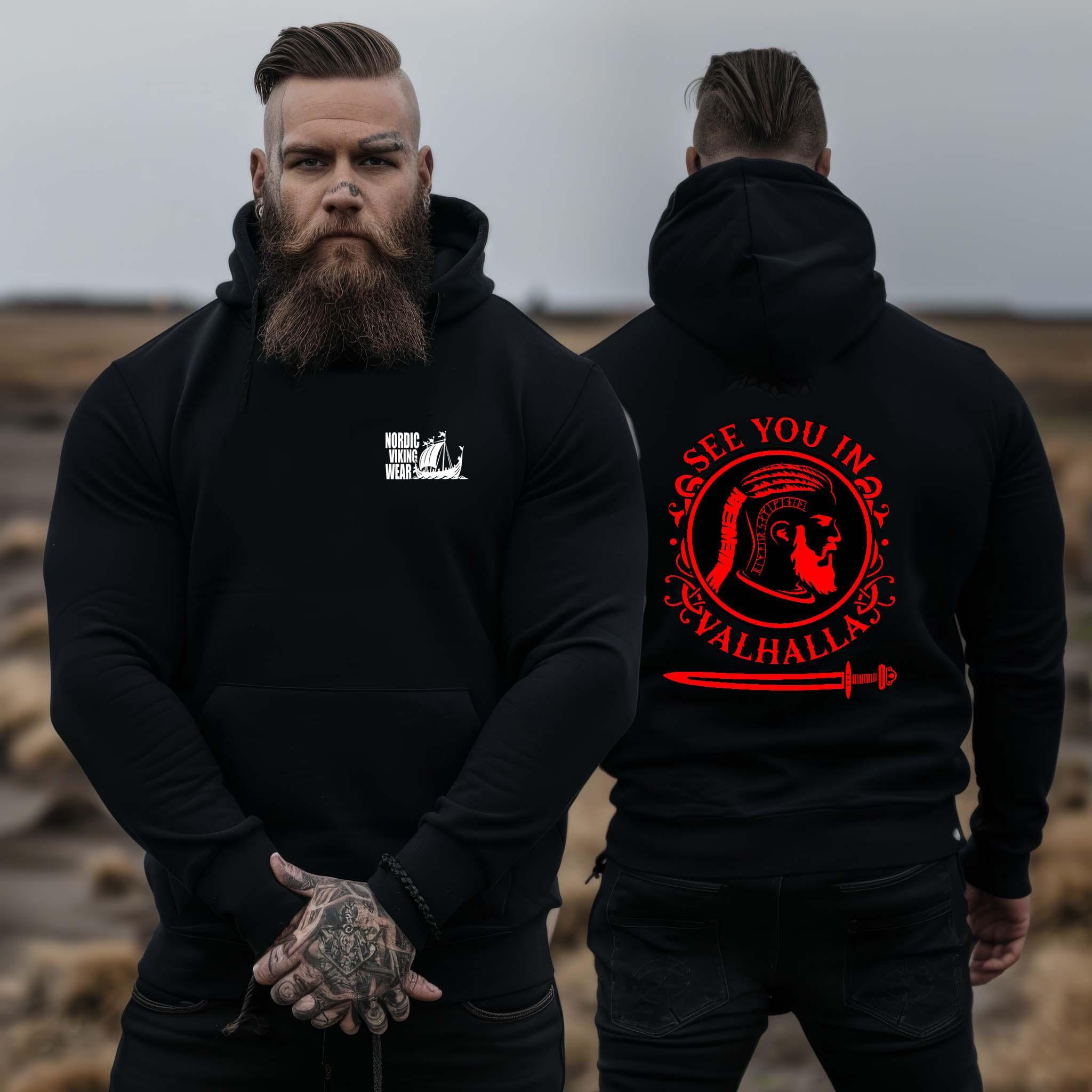 Wikinger Heavy Vintage Hoodie See You In Valhalla - Nordic Viking Wear