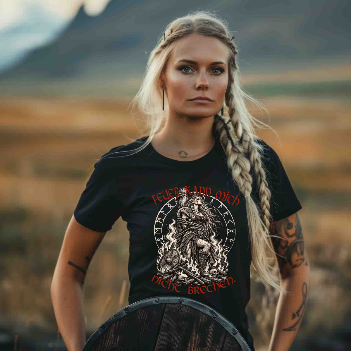 Schildmaiden Premiumshirt Frontprint Euer Feuer.