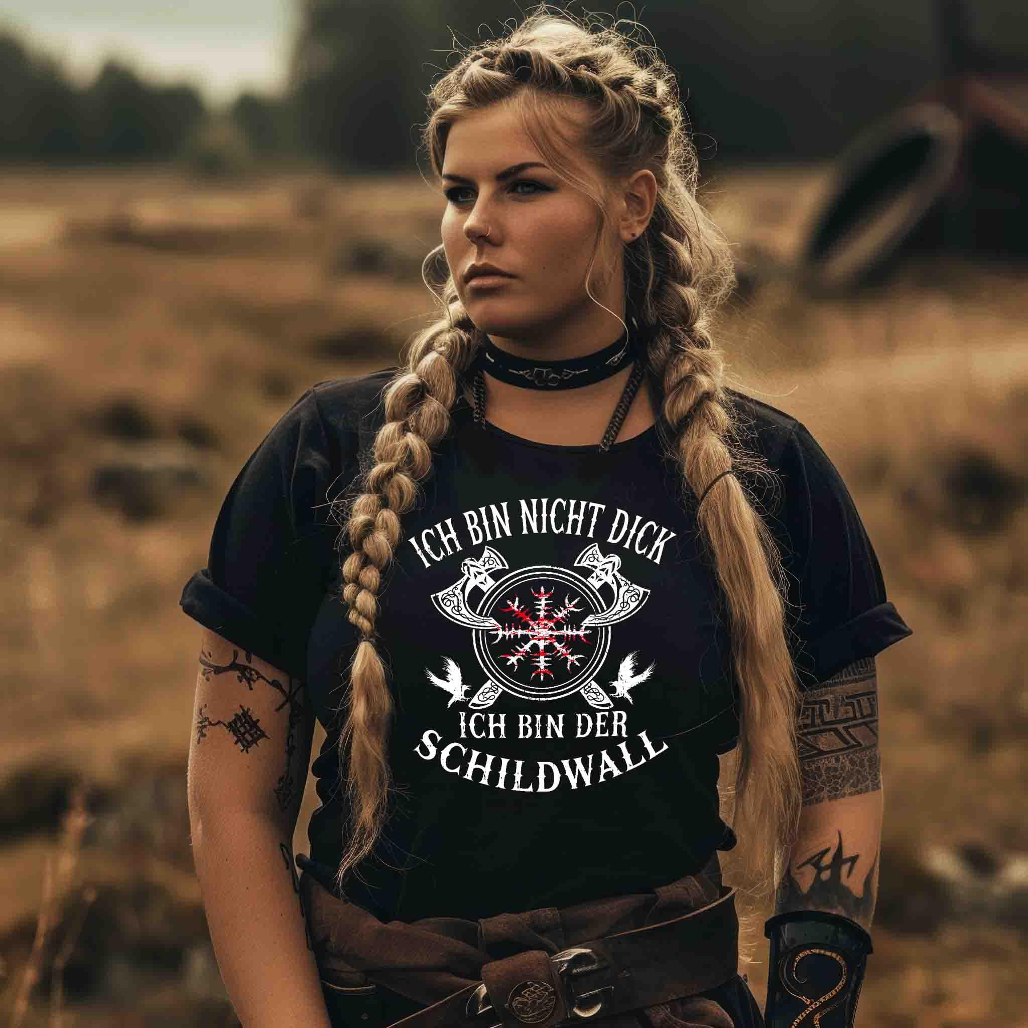 Schildmaiden Extended Shirt „Ich bin nicht dick, ich bin der Schildwall“ 2.0 - Nordic Viking Wear