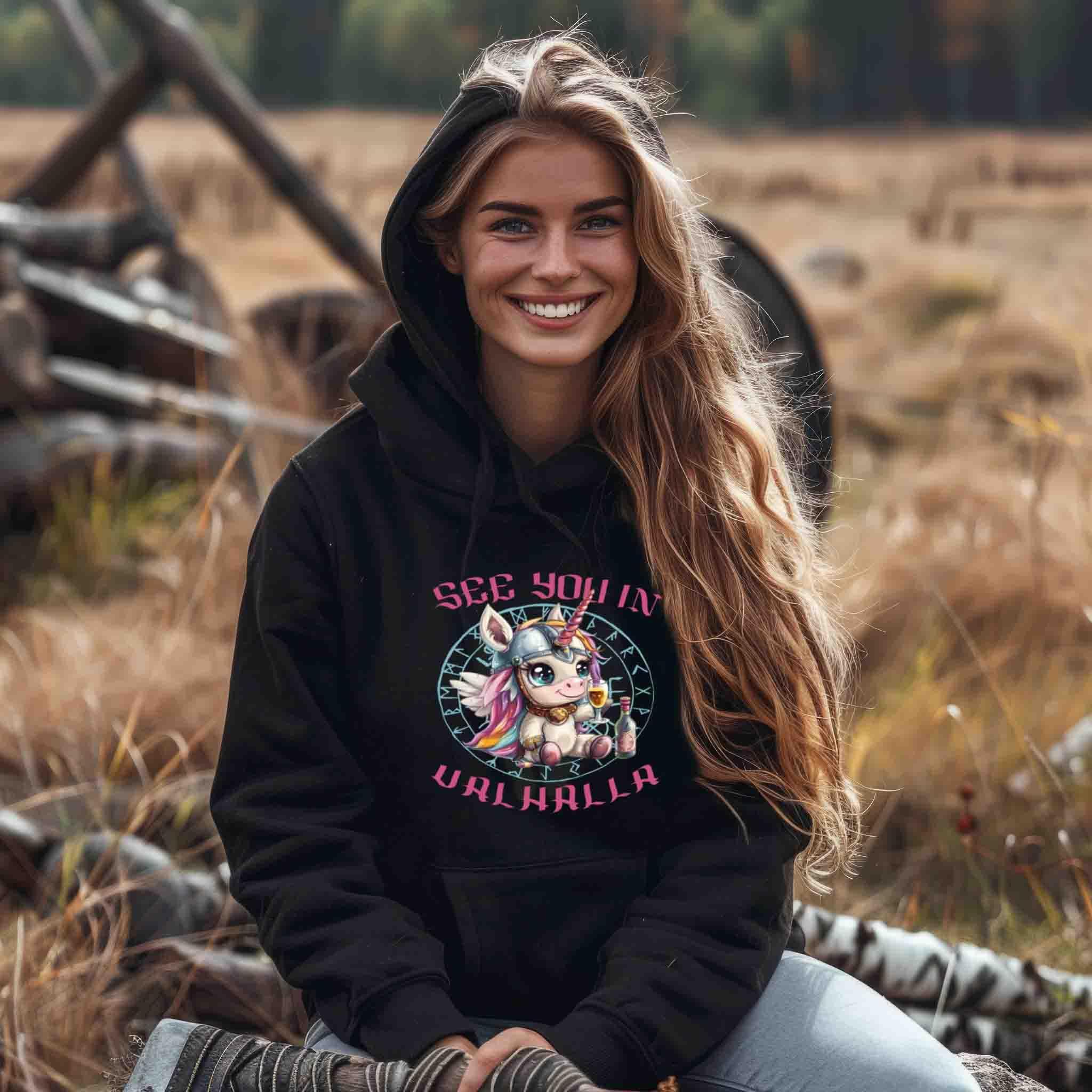 Schildmaiden Unicorn See You in Valhalla Hoodie - Damen Hoodie - Nordic Viking Wear