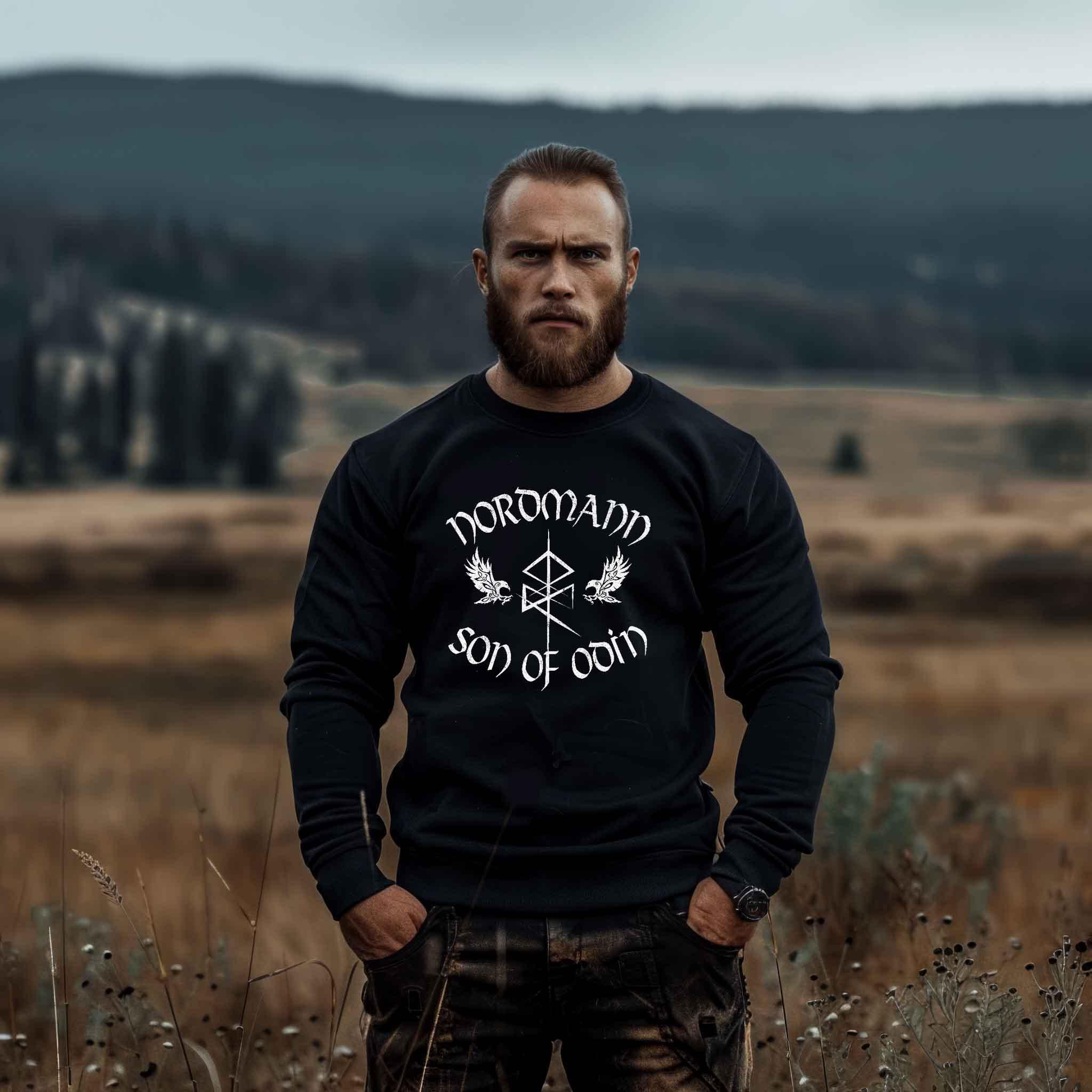 Wikinger Sweatshirt 'Nordmann - Son of Odin' – Ehre und Stolz der nordischen Krieger - Nordic Viking Wear