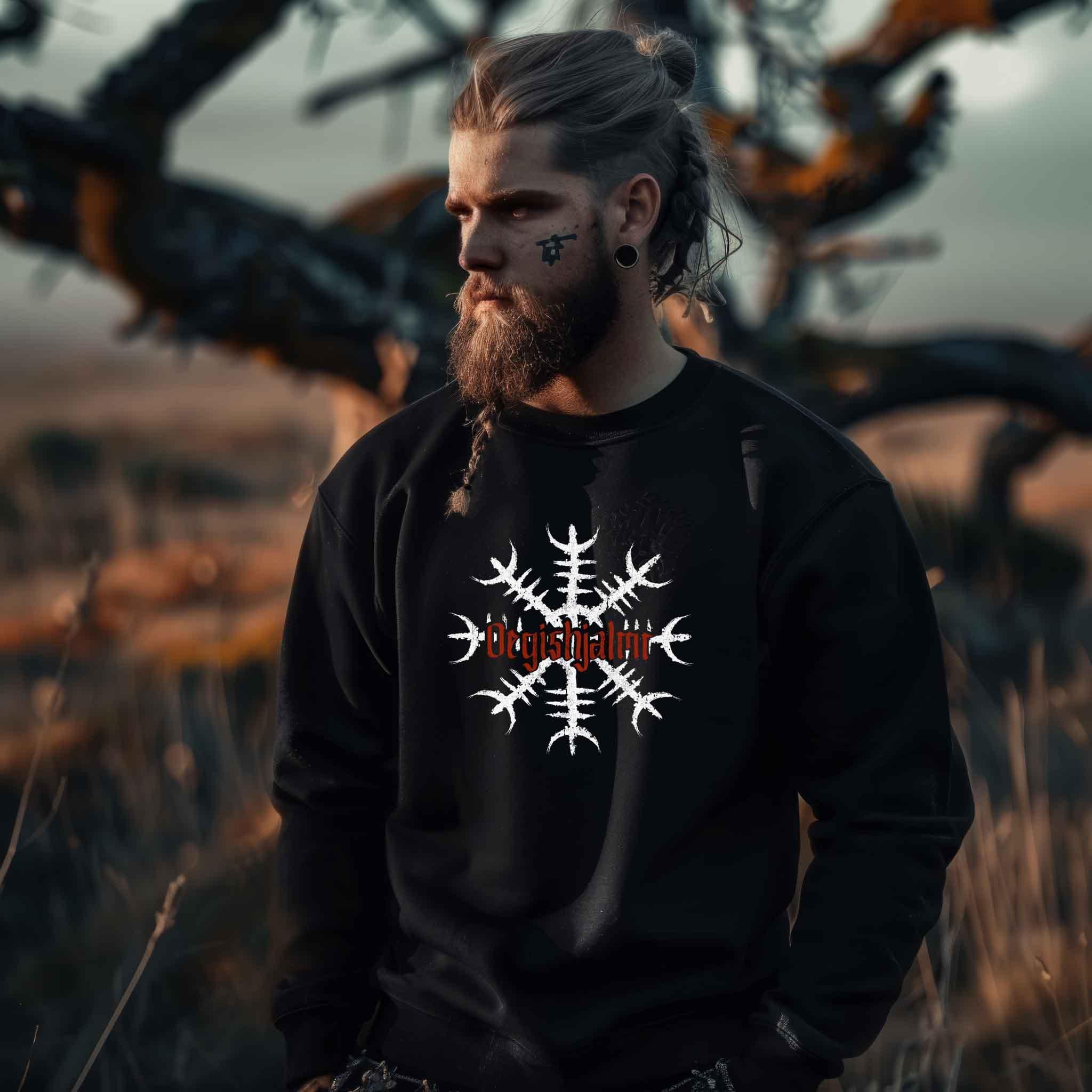 Wikinger Sweatshirt Helm Of Awe Ögishjalmur - Unisex Pullover - Nordic Viking Wear