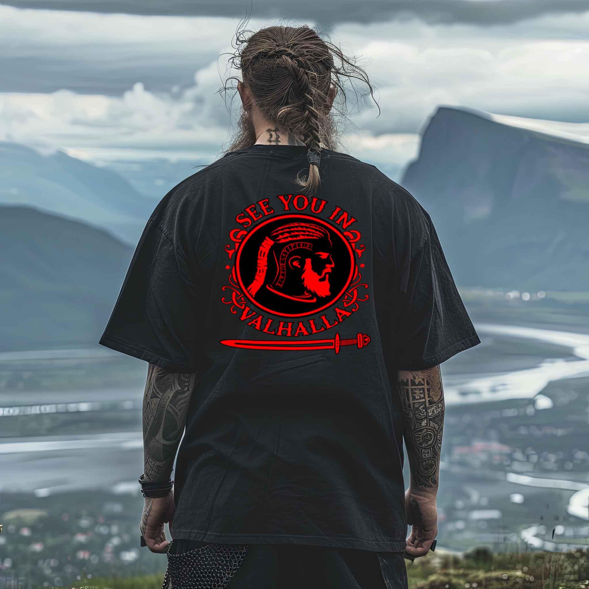 Wikinger Heavy Oversized Shirt - "See You In Valhalla" - Nordic Viking Wear