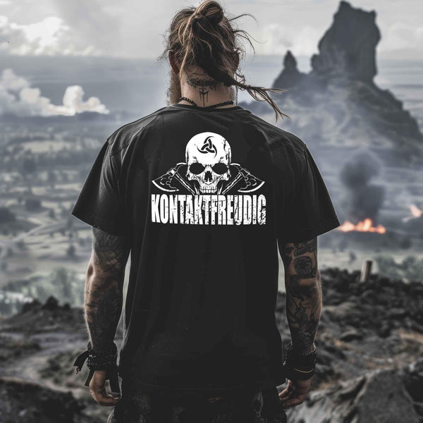 Wikinger Premiumshirt 'Kontaktfreudig' – Schwarzer Humor und Stil - Nordic Viking Wear