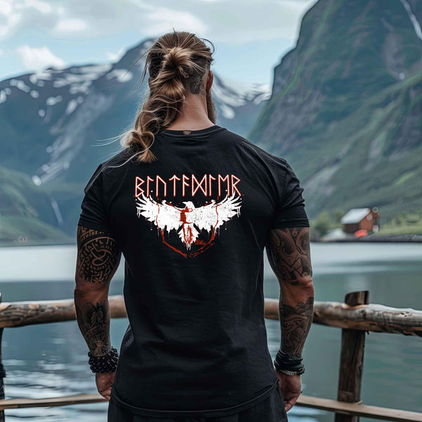 Wikinger-Premiumshirt Backprint "Blutadler" – Nordischer Stolz & Stärke im Blutaar-Design - Nordic Viking Wear