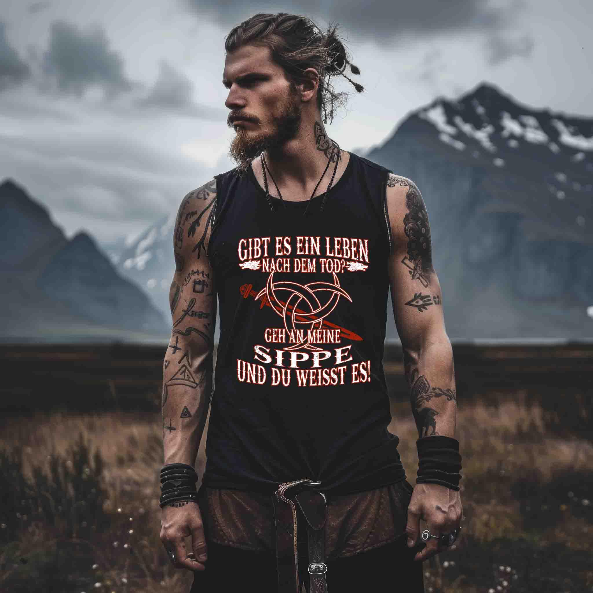 Gibt Es Ein Leben Nach Dem Tod? Geh An Meine Sippe Wikinger Tanktop - Herren Tanktop - Nordic Viking Wear