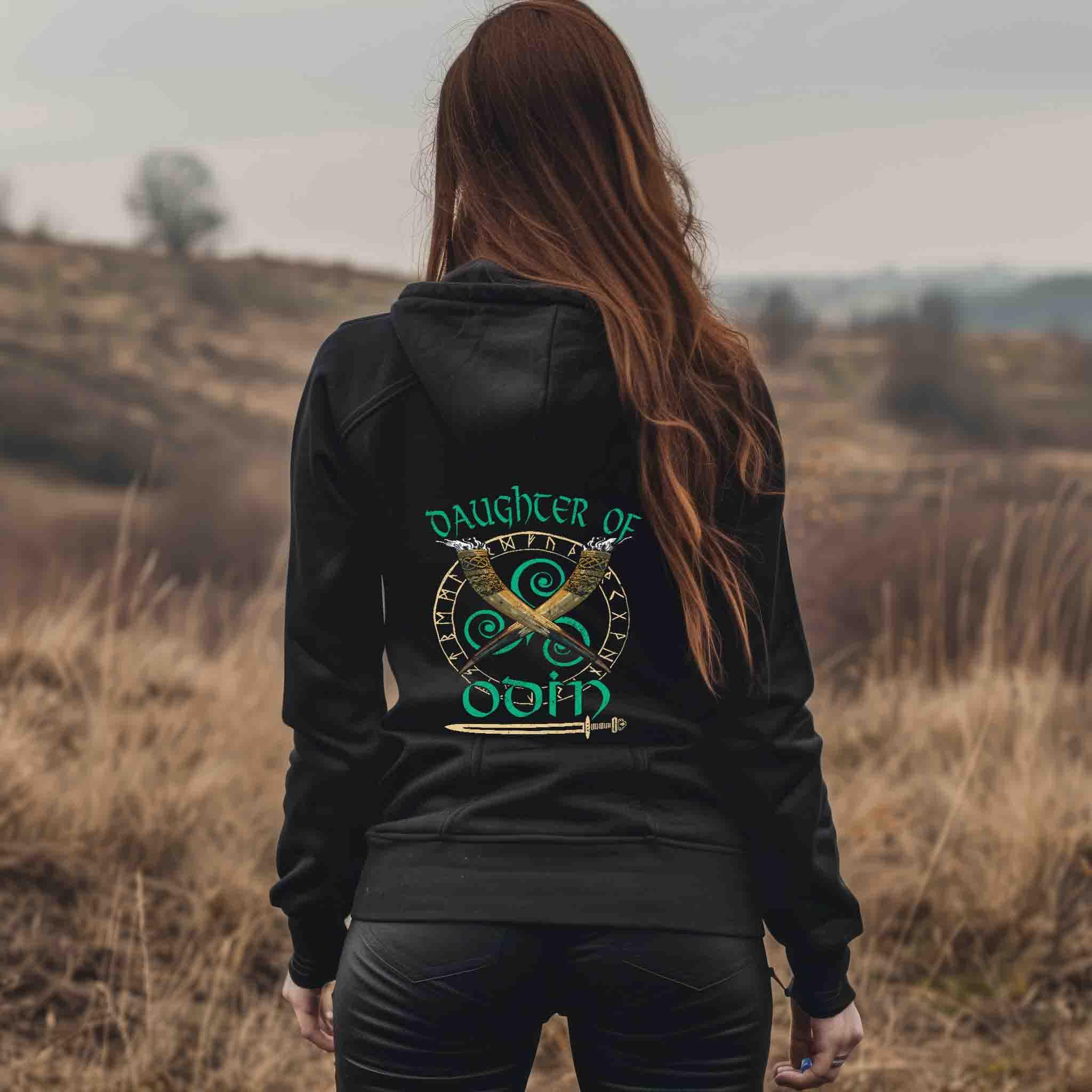 ⚔ Zipp-Hoodie „Daughter of Odin“ – Wikinger-Design für Schildmaiden ⚔ - Nordic Viking Wear