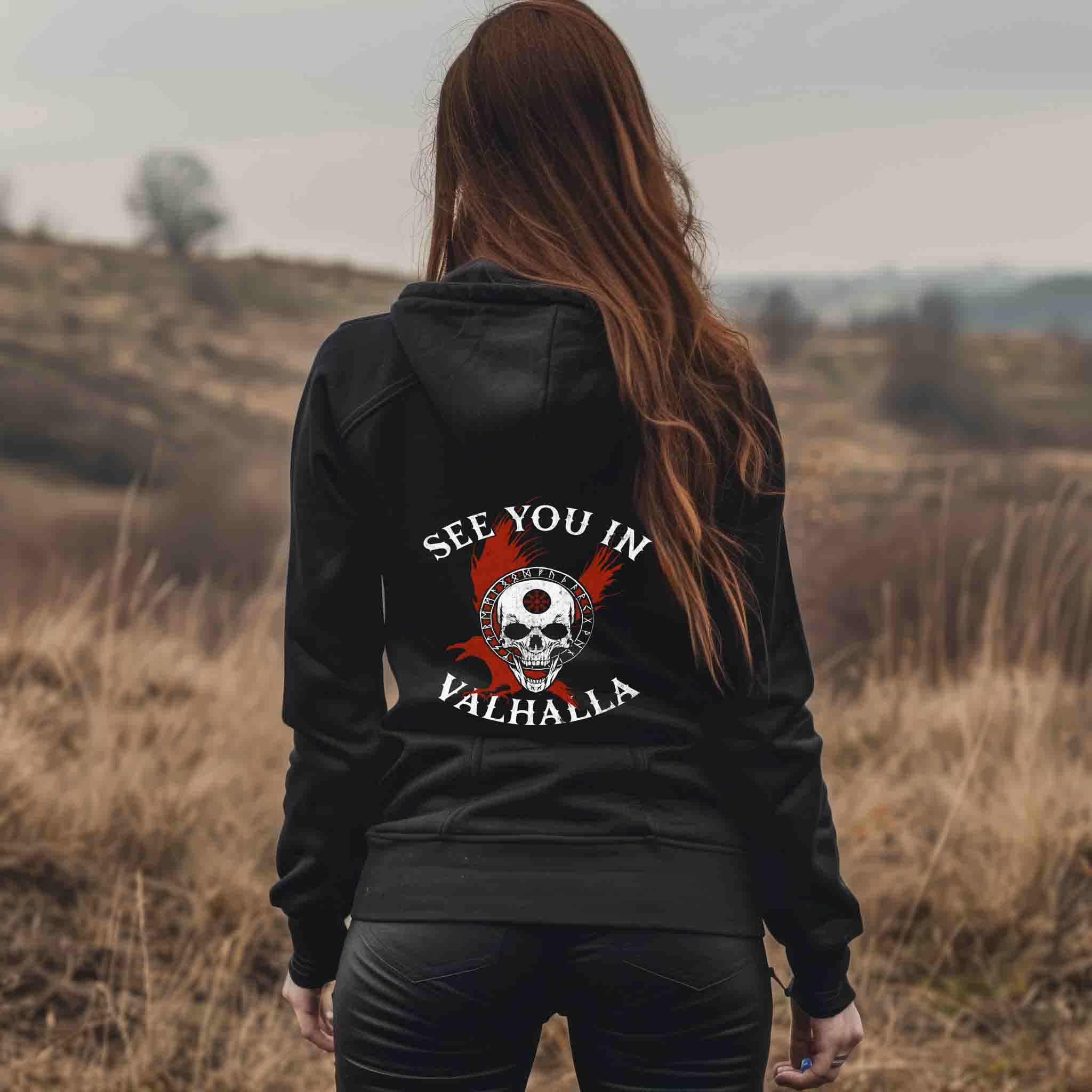 🔥 Wikinger Zipp-Hoodie – "See You in Valhalla" 🔥 - Nordic Viking Wear