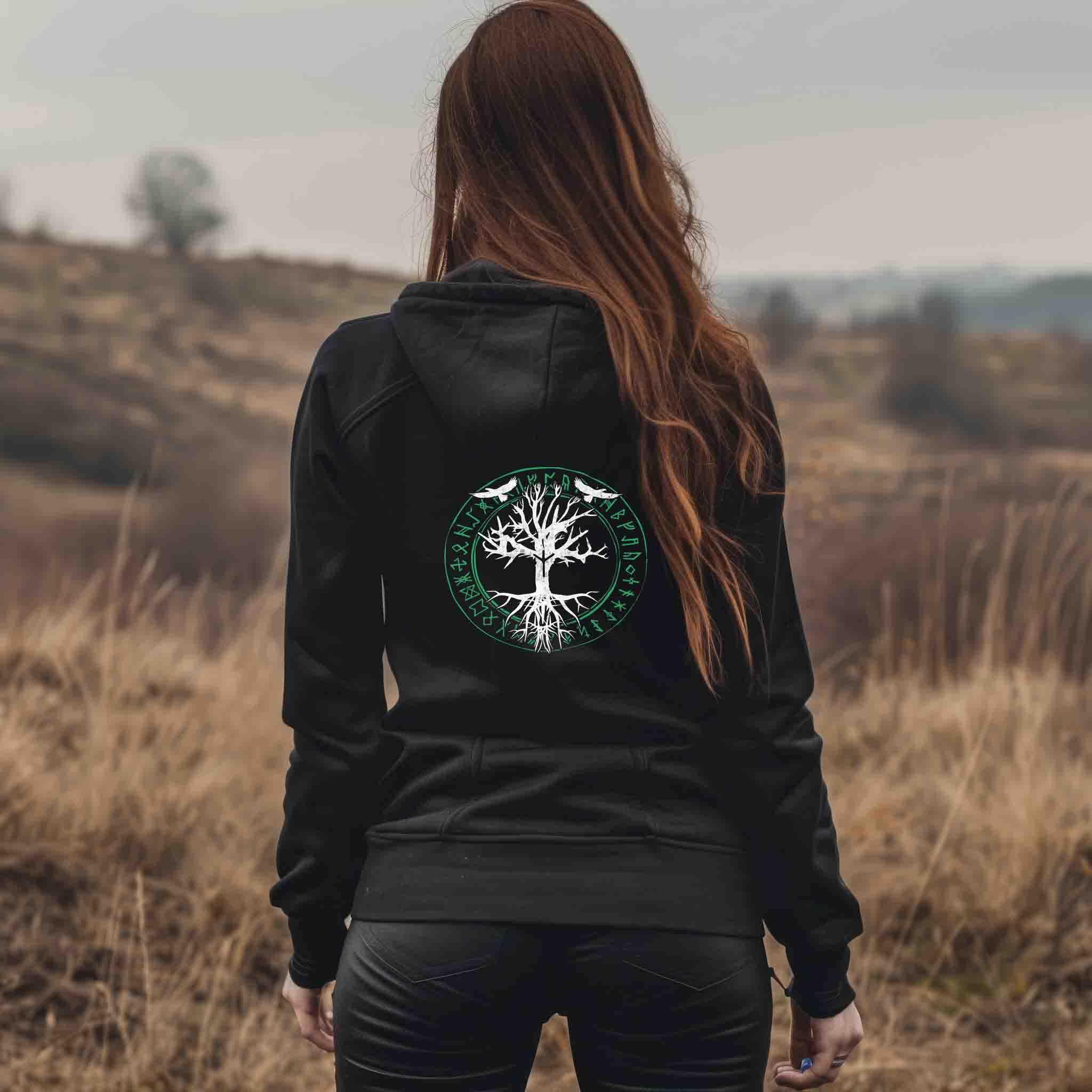 🌳 Zipp-Hoodie „Yggdrasil – Weltenbaum der Wikinger“ 🛡 - Nordic Viking Wear