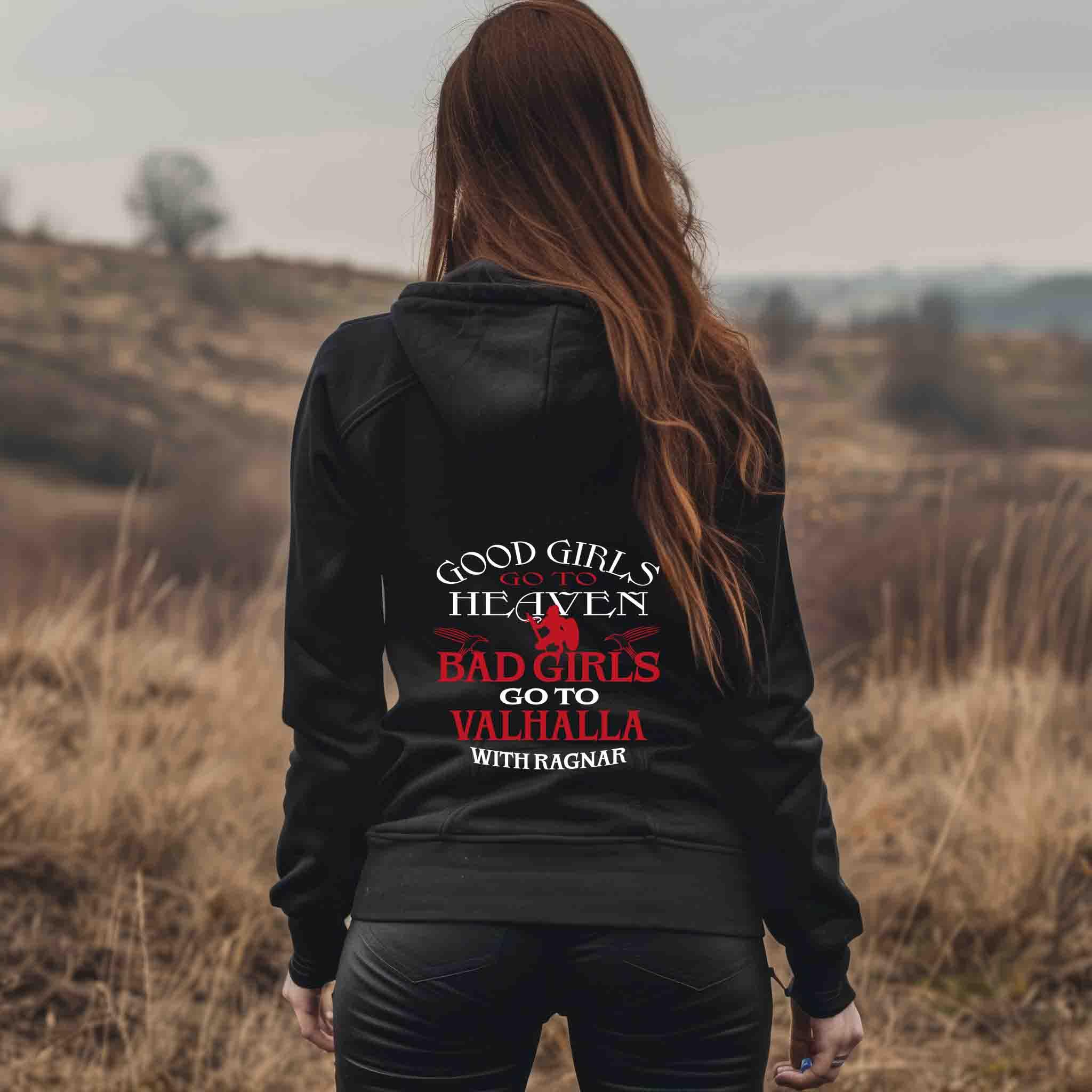 🔥 Wikinger-Zipp-Hoodie – "Bad Girls go to Valhalla" 🔥 - Nordic Viking Wear