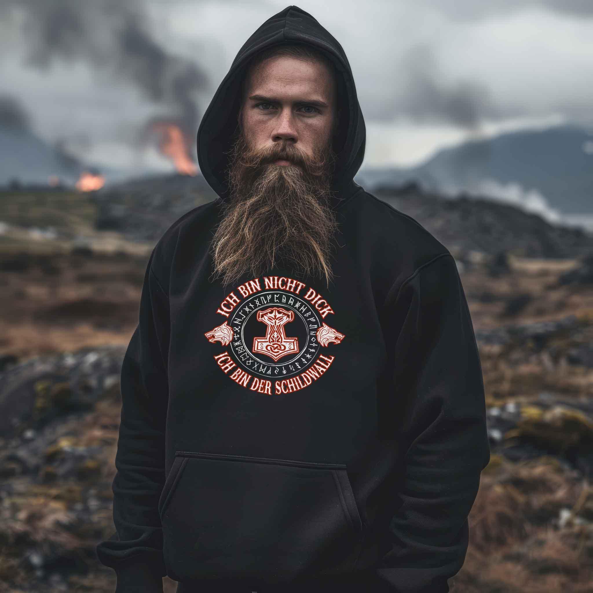 Lustiger Wikinger Heavy Vintage Hoodie - "Ich Bin Nicht Dick, Ich Bin Der Schildwall 2.0" - Nordic Viking Wear