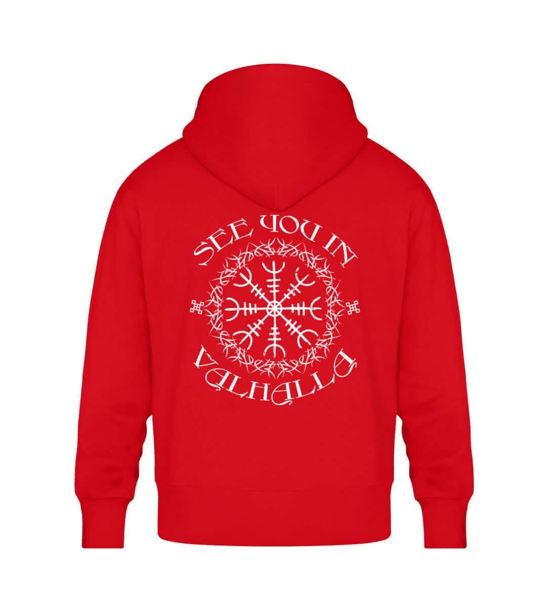 Wikinger "See You in Valhalla" Oversized Hoodie – Helm Of Awe Pullover - Nordic Viking Wear