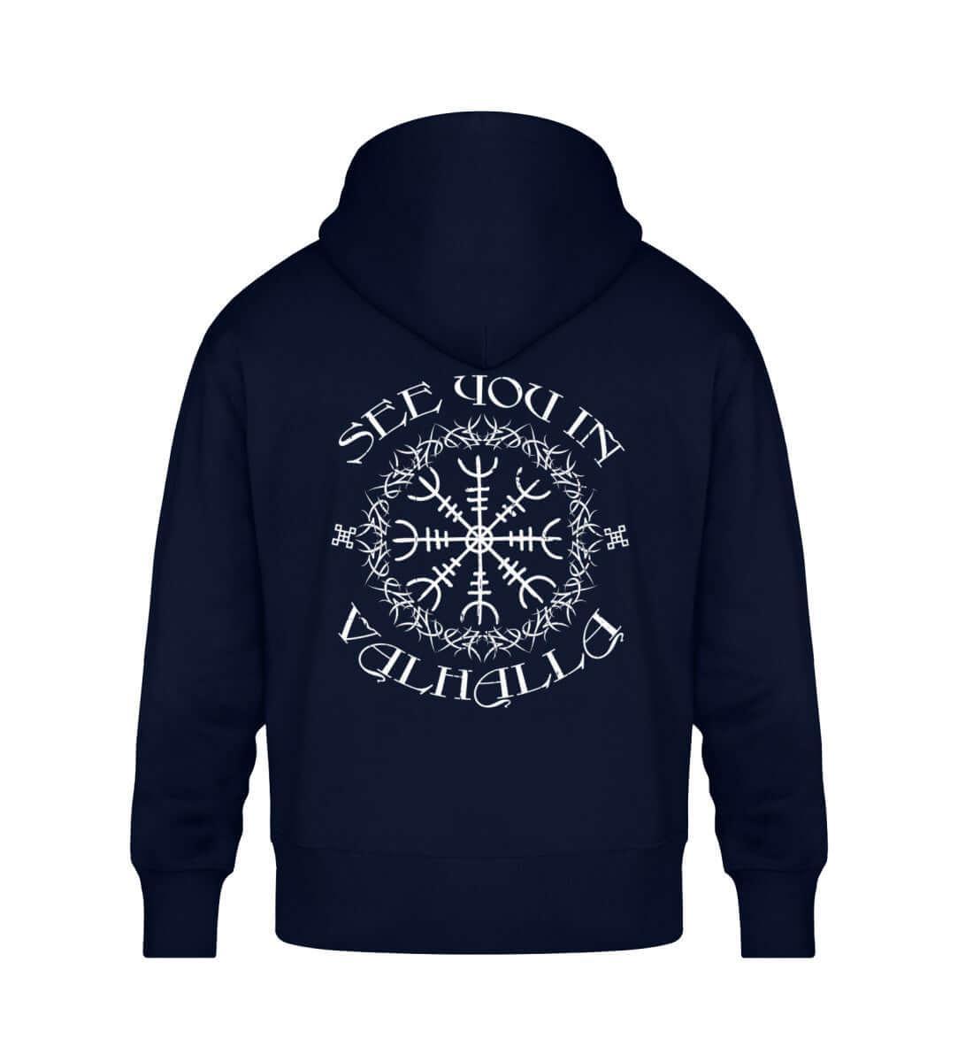 Wikinger "See You in Valhalla" Oversized Hoodie – Helm Of Awe Pullover - Nordic Viking Wear