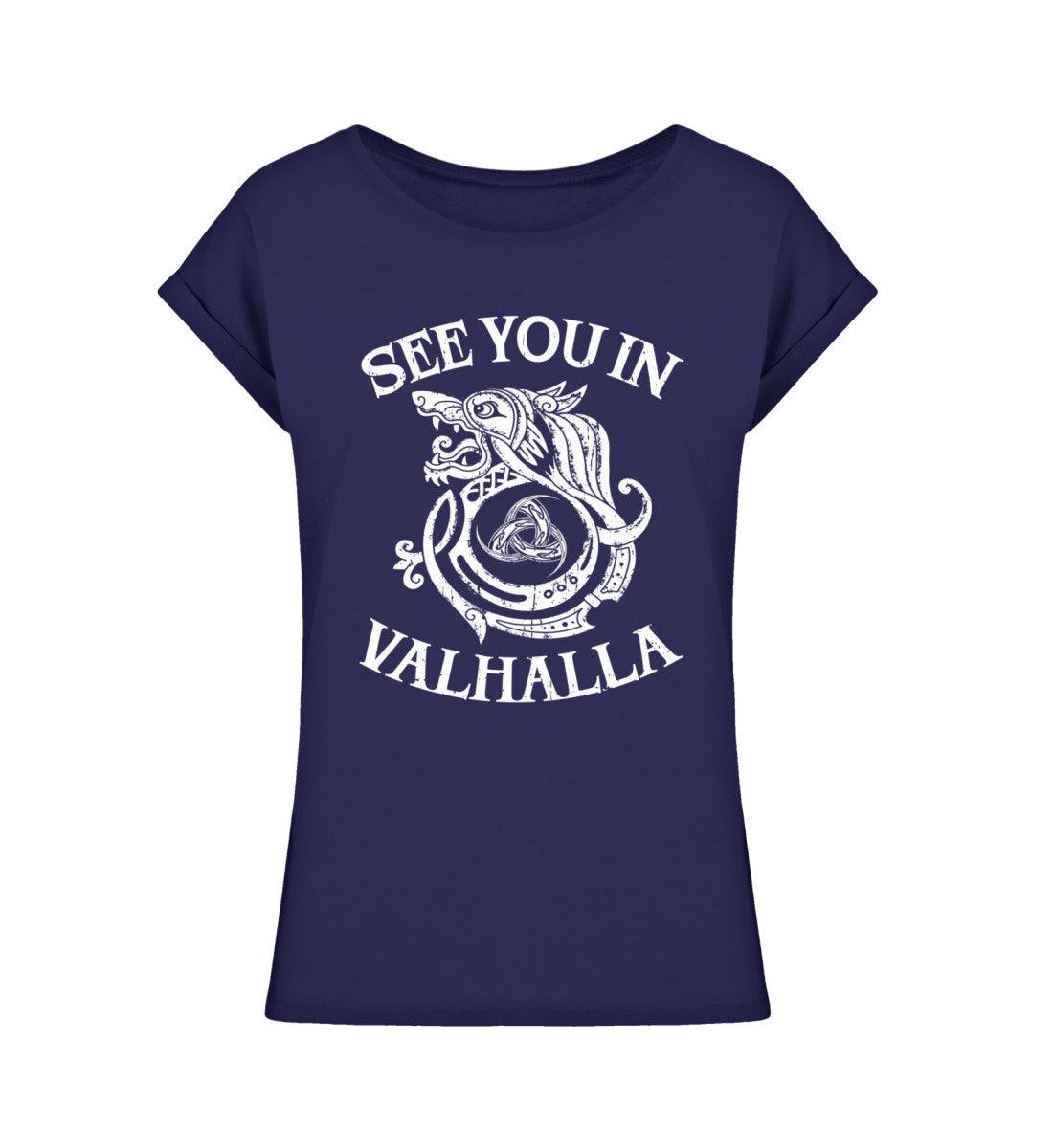 Schildmaiden Extended Shirt – „See You in Valhalla“ mit Wikingerwolf - Nordic Viking Wear