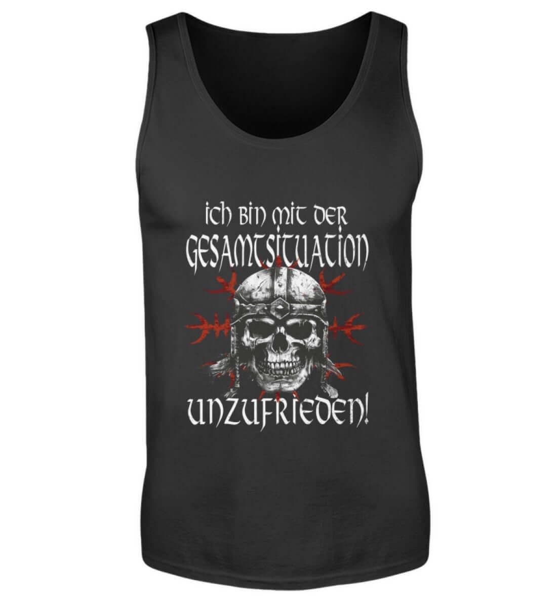 Lustiges Wikinger Tanktop 'Unzufrieden' – Helm of Awe und rebellischer Geist - Nordic Viking Wear