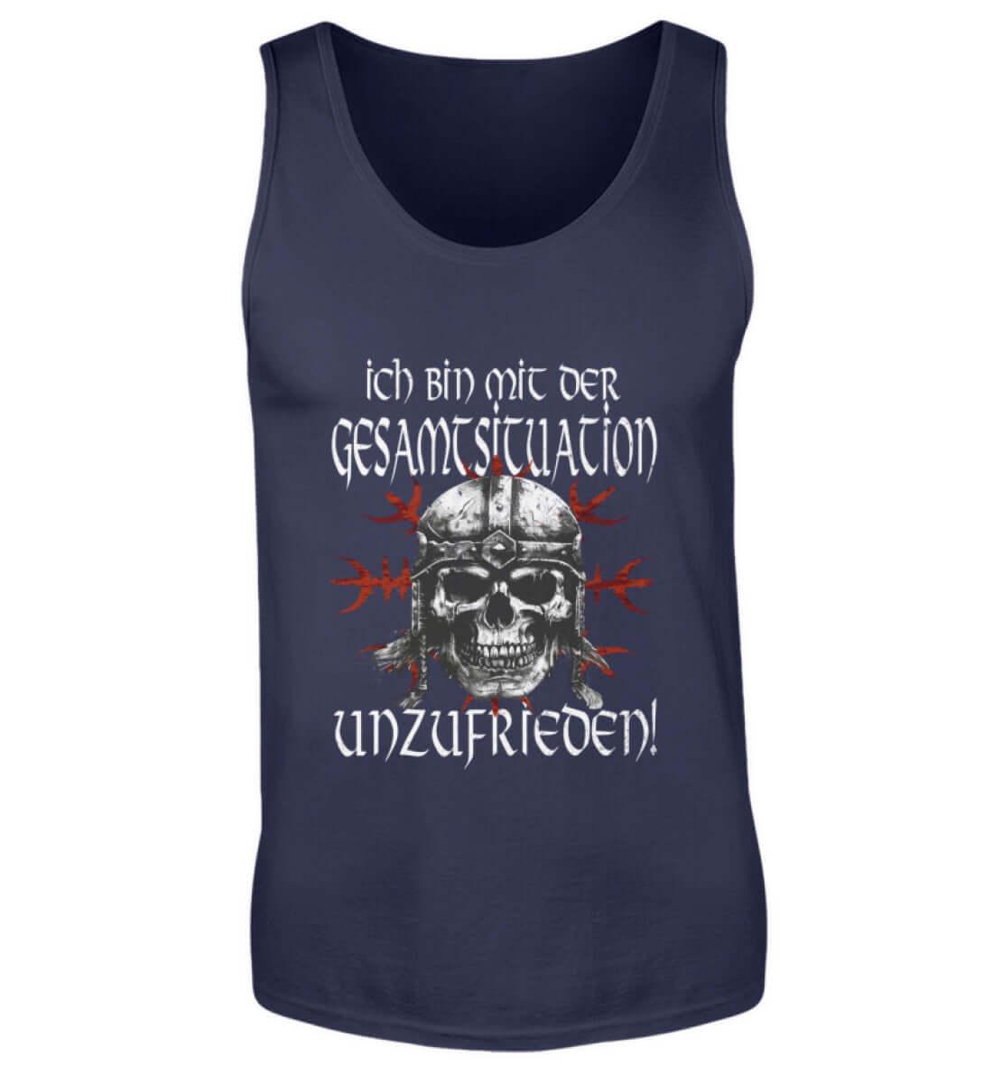 Lustiges Wikinger Tanktop 'Unzufrieden' – Helm of Awe und rebellischer Geist - Nordic Viking Wear