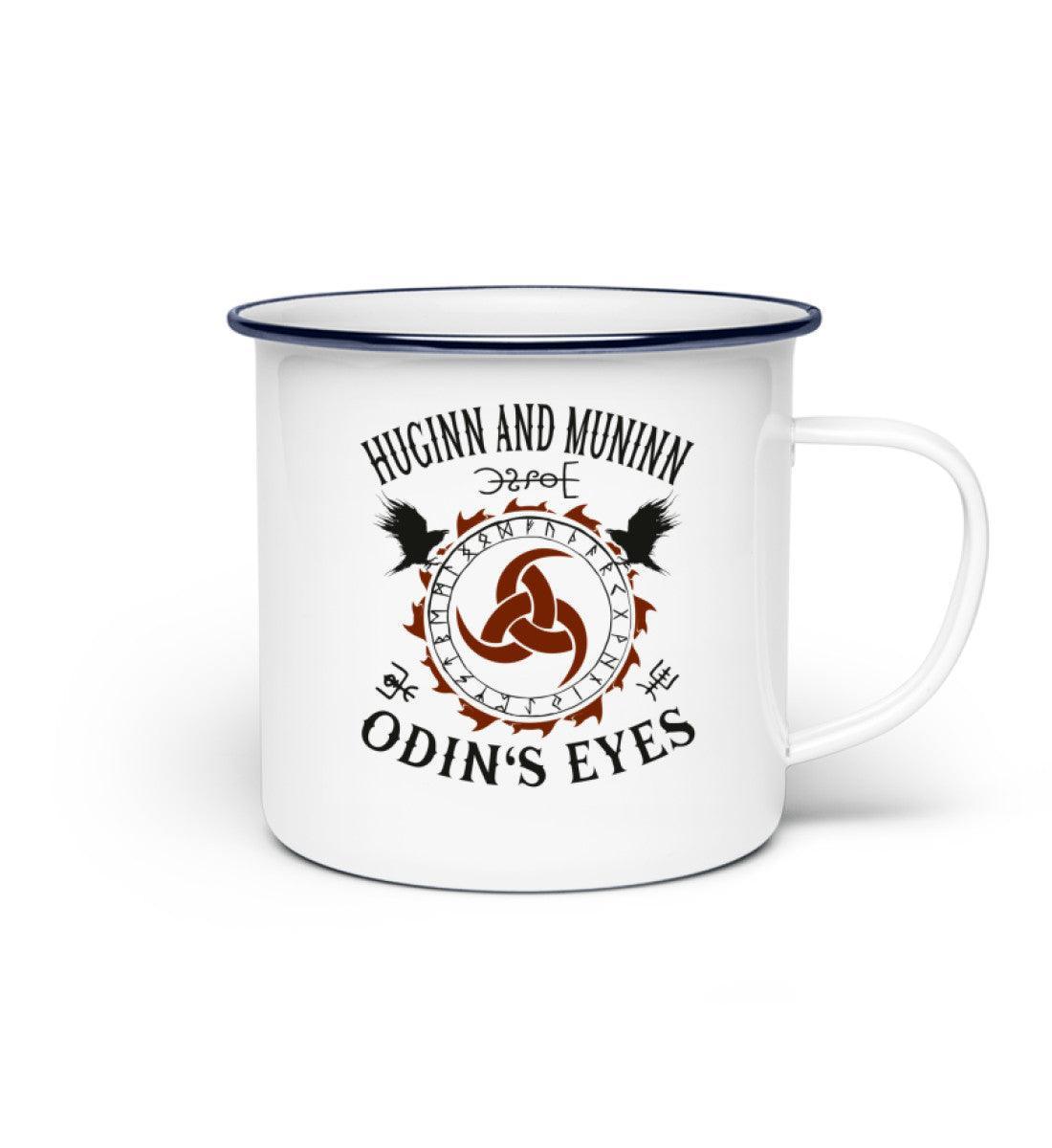 Odins Weisheit im Blick: Huginn und Muninn Tasse für Nordische Mythologie-Liebhaber Emaille Tasse - Nordic Viking Wear