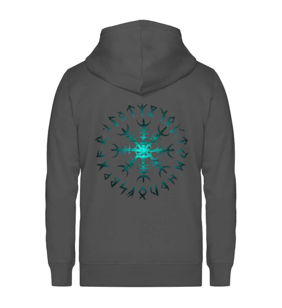 Wikinger Helm des Schreckens Zip-Hoodie – Mystischer Runenkreis - Nordic Viking Wear