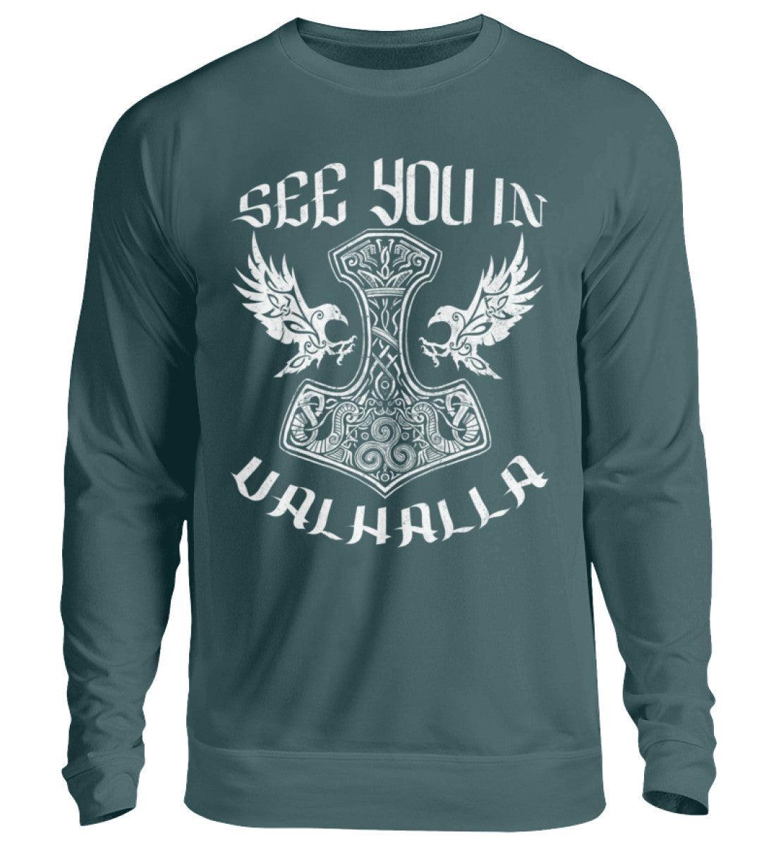 See You In Valhalla" Wikinger Sweatshirt – Ehrenvolles Krieger-Design - Nordic Viking Wear