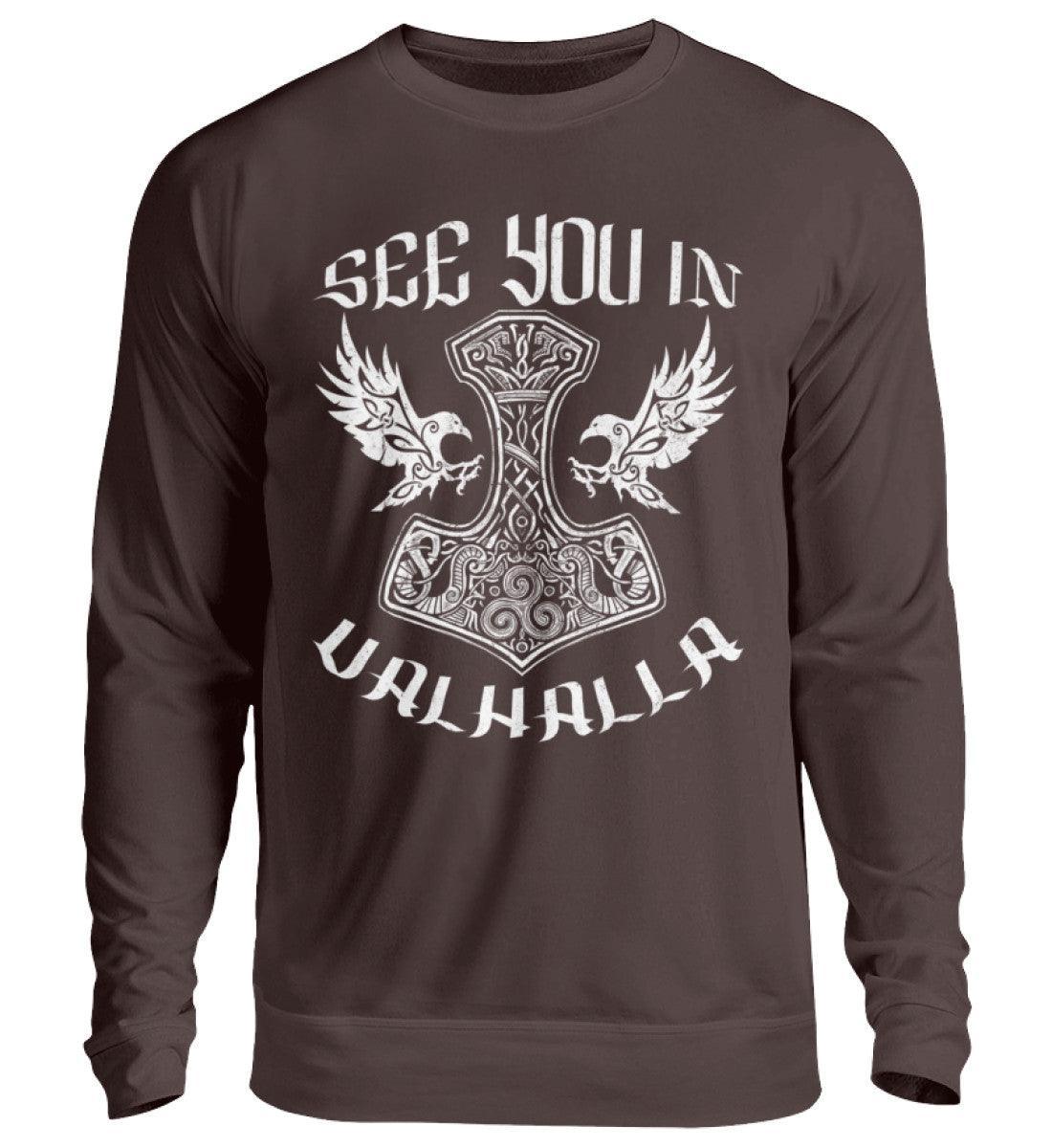 See You In Valhalla" Wikinger Sweatshirt – Ehrenvolles Krieger-Design - Nordic Viking Wear