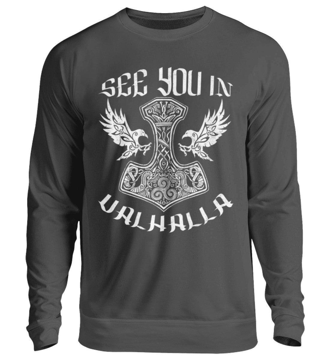 See You In Valhalla" Wikinger Sweatshirt – Ehrenvolles Krieger-Design - Nordic Viking Wear