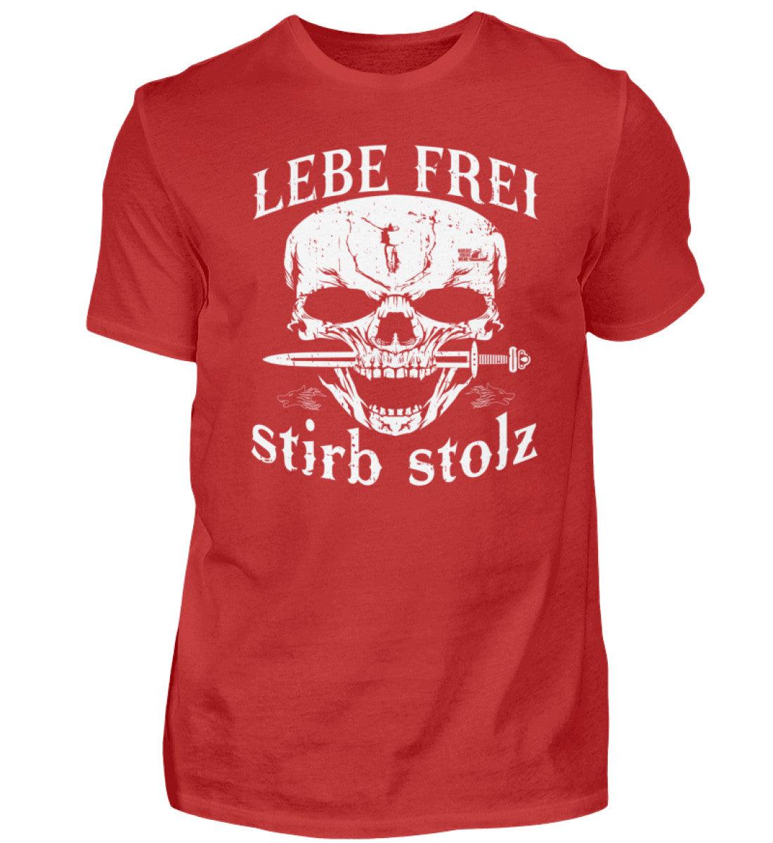 Lebe Frei, Stirb Stolz – Wikinger Premiumshirt mit Totenkopf und Schwert-Design - Nordic Viking Wear