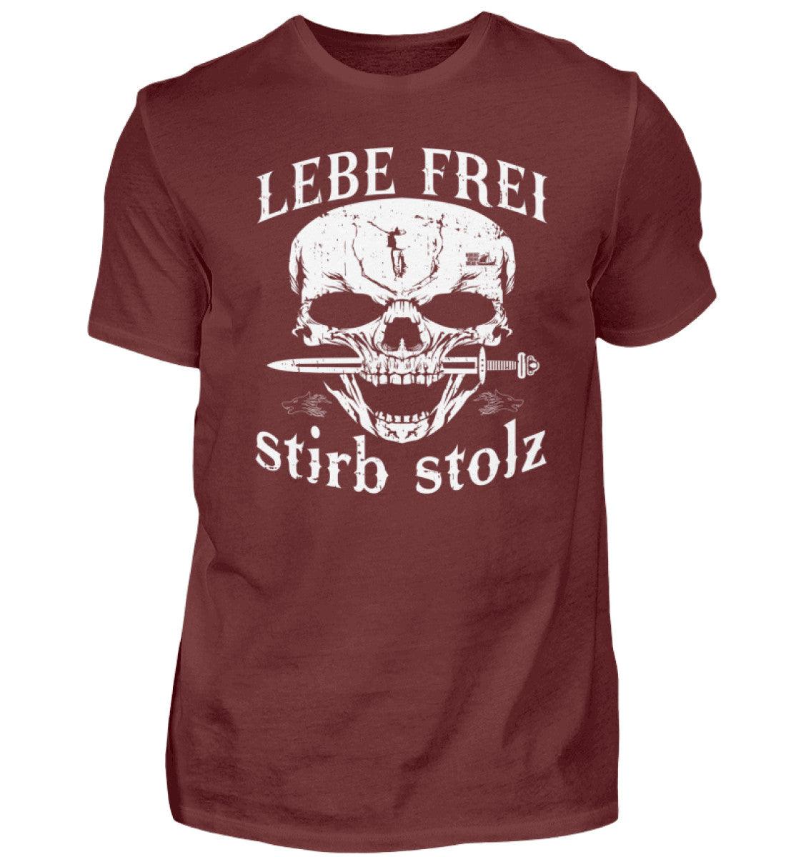 Lebe Frei, Stirb Stolz – Wikinger Premiumshirt mit Totenkopf und Schwert-Design - Nordic Viking Wear