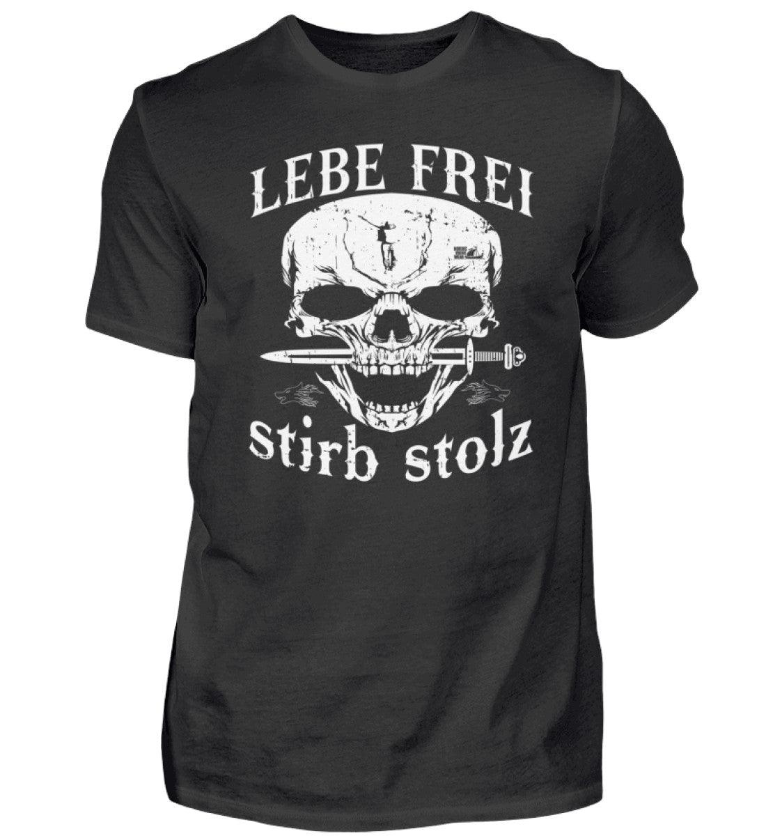 Lebe Frei, Stirb Stolz – Wikinger Premiumshirt mit Totenkopf und Schwert-Design - Nordic Viking Wear