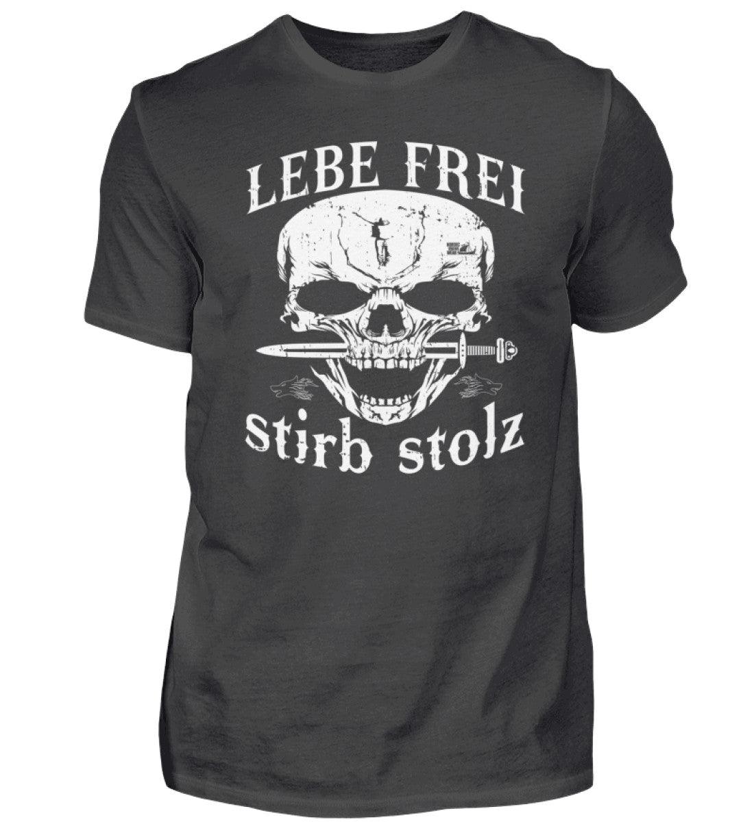 Lebe Frei, Stirb Stolz – Wikinger Premiumshirt mit Totenkopf und Schwert-Design - Nordic Viking Wear