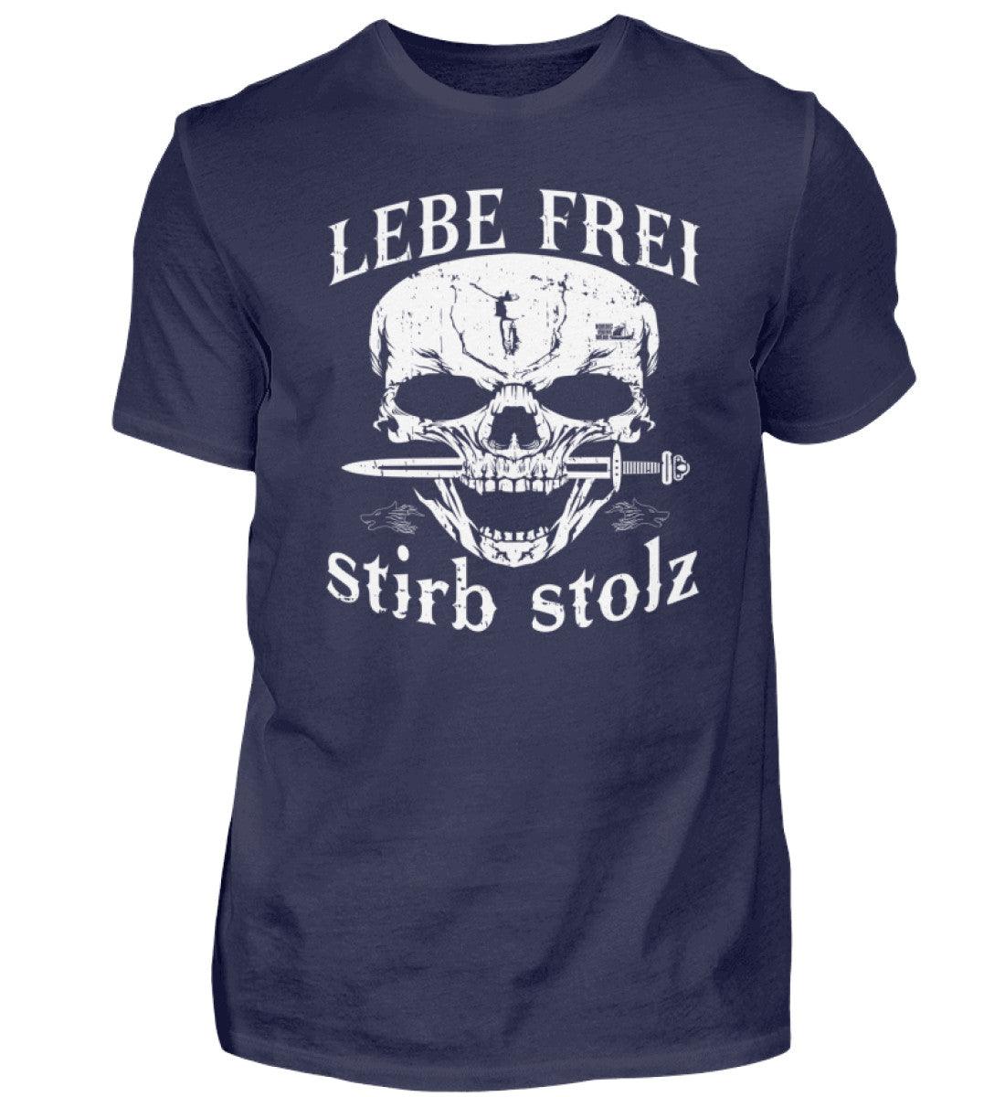 Lebe Frei, Stirb Stolz – Wikinger Premiumshirt mit Totenkopf und Schwert-Design - Nordic Viking Wear