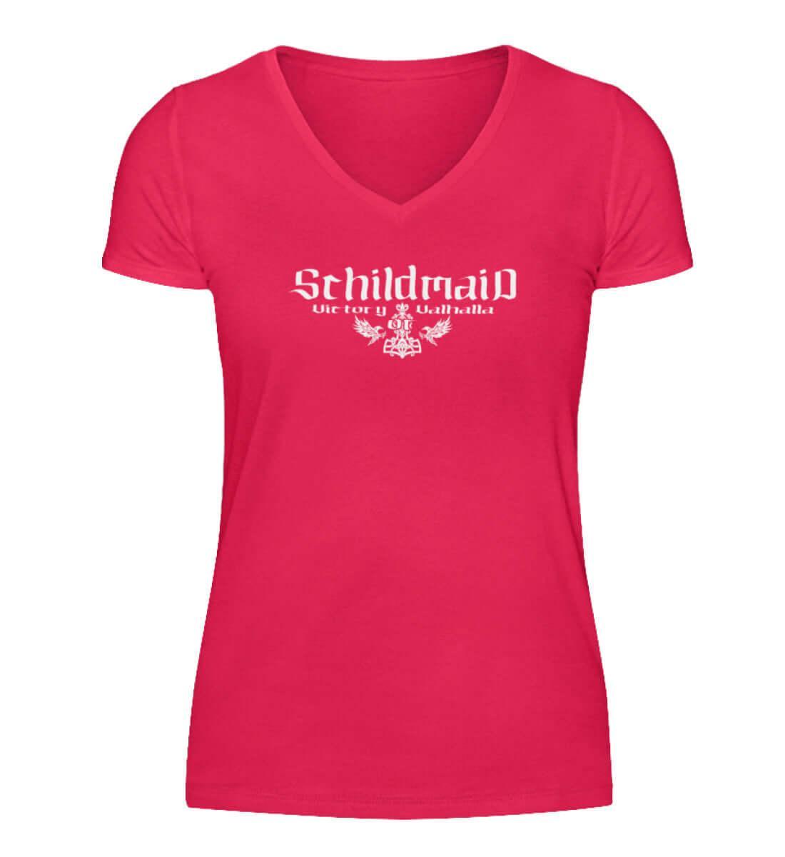"Schildmaid V-Neck – Victory or Valhalla" Shirt: Ehre die Kriegerinnen - Nordic Viking Wear
