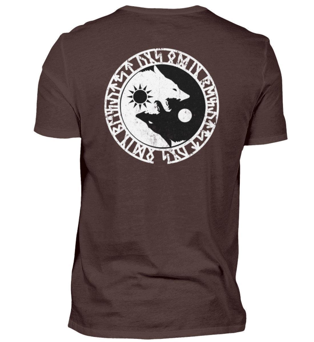 Wikinger Shirt - Geri und Freki, Odins Wölfe mit Runenkreis - Nordic Viking Wear