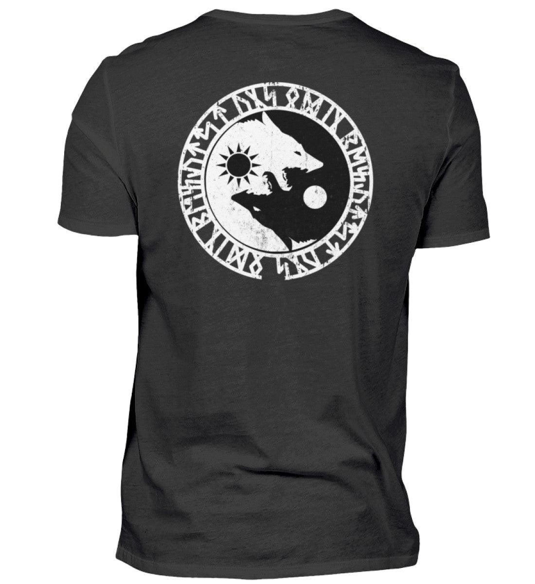 Wikinger Shirt - Geri und Freki, Odins Wölfe mit Runenkreis - Nordic Viking Wear