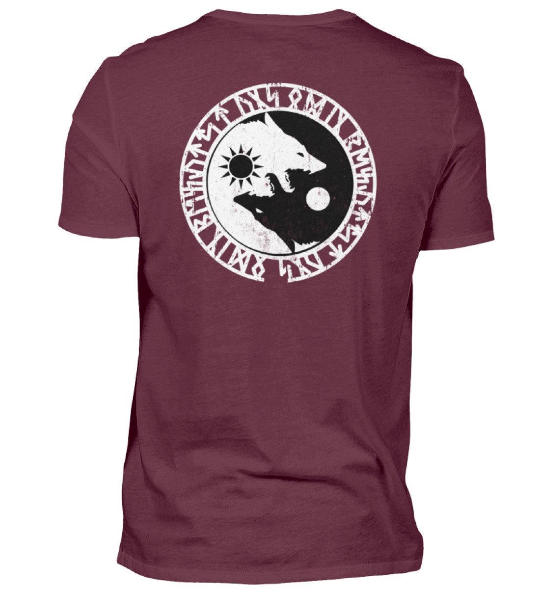 Wikinger Shirt - Geri und Freki, Odins Wölfe mit Runenkreis - Nordic Viking Wear