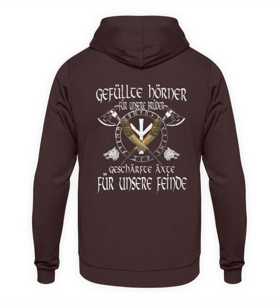 Wikinger Brüderlichkeit Hoodie – "Gefüllte Hörner und Geschärfte Äxte" - Nordic Viking Wear