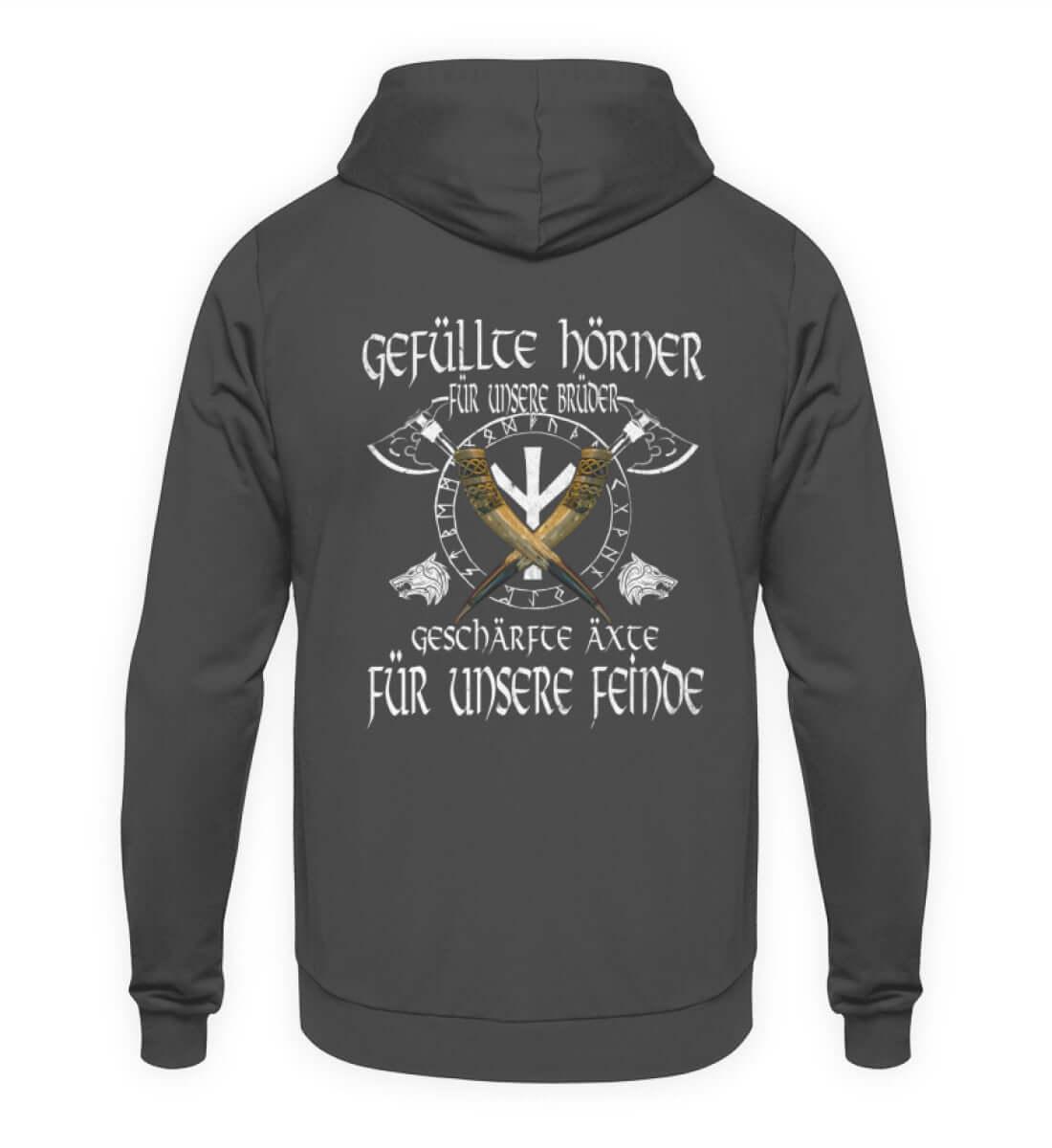 Wikinger Brüderlichkeit Hoodie – "Gefüllte Hörner und Geschärfte Äxte" - Nordic Viking Wear