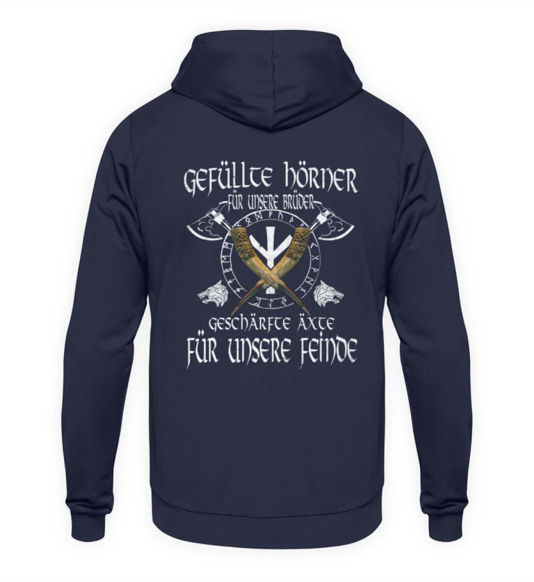 Wikinger Brüderlichkeit Hoodie – "Gefüllte Hörner und Geschärfte Äxte" - Nordic Viking Wear